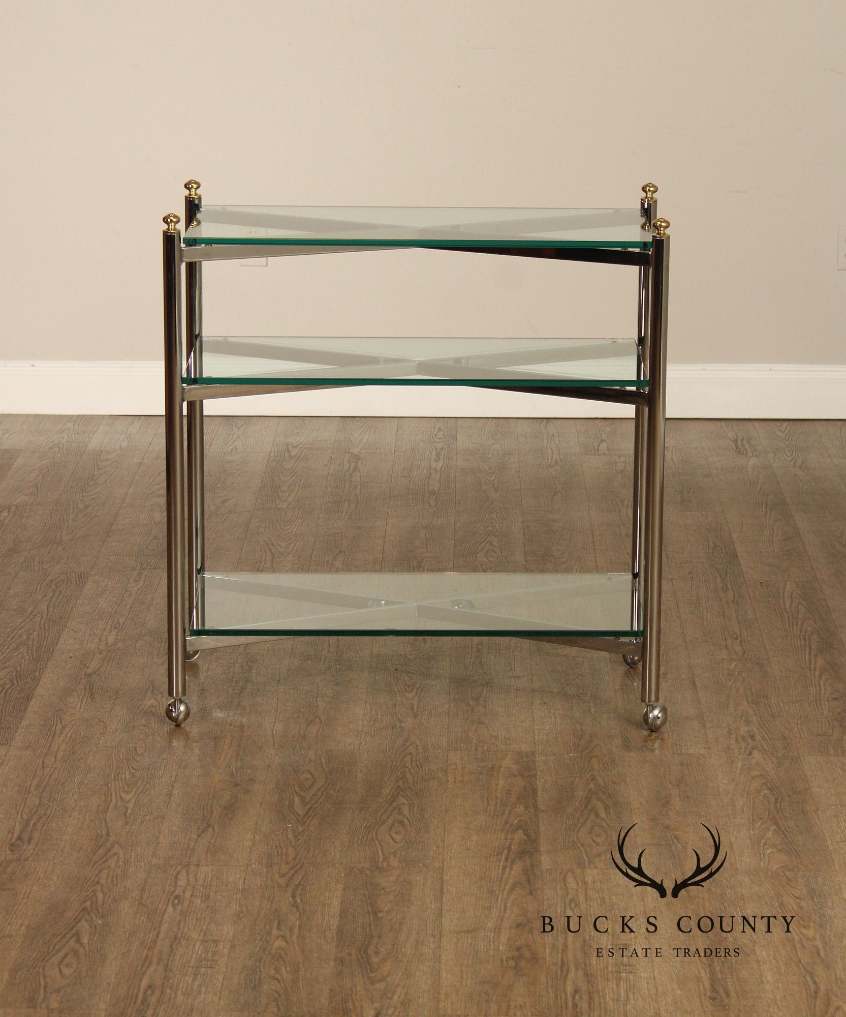 Mid Century Modern Style Chrome & Glass Cart
