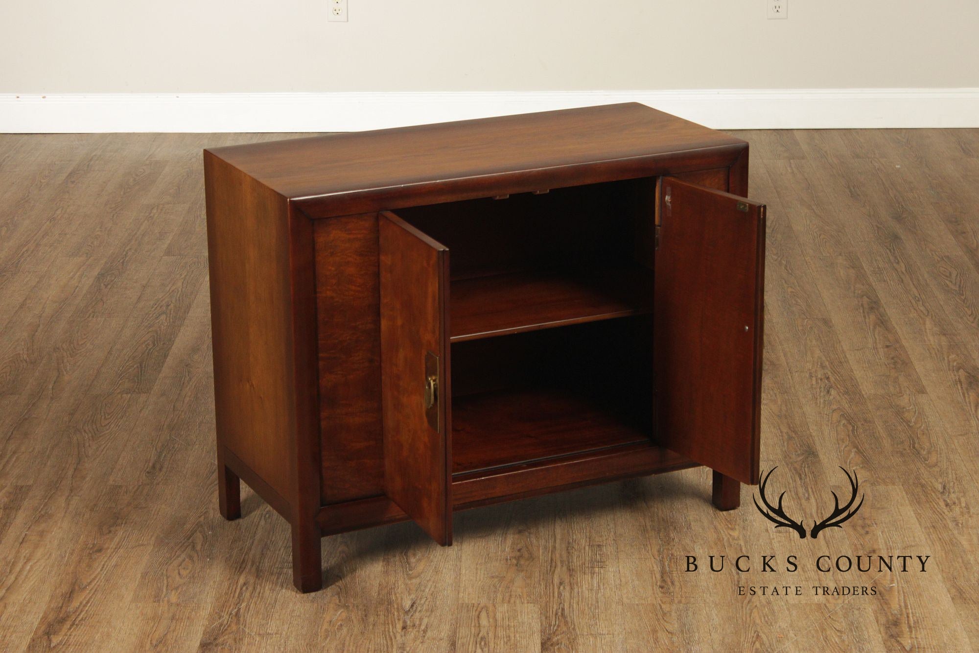 Henredon Asian Style Pair of Walnut Storage Cupboards