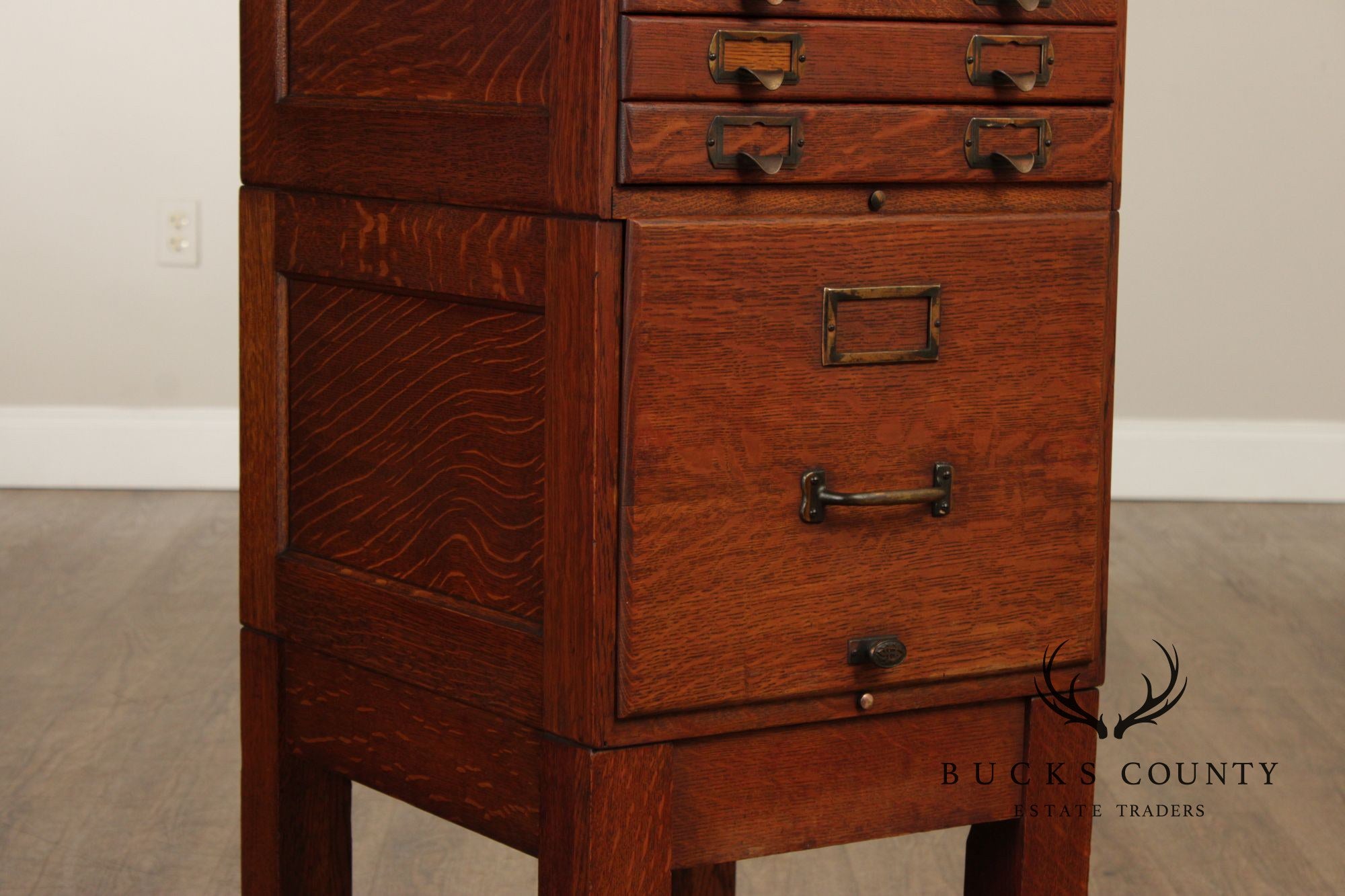 Shaw-Walker Oak File and Card Cabinet
