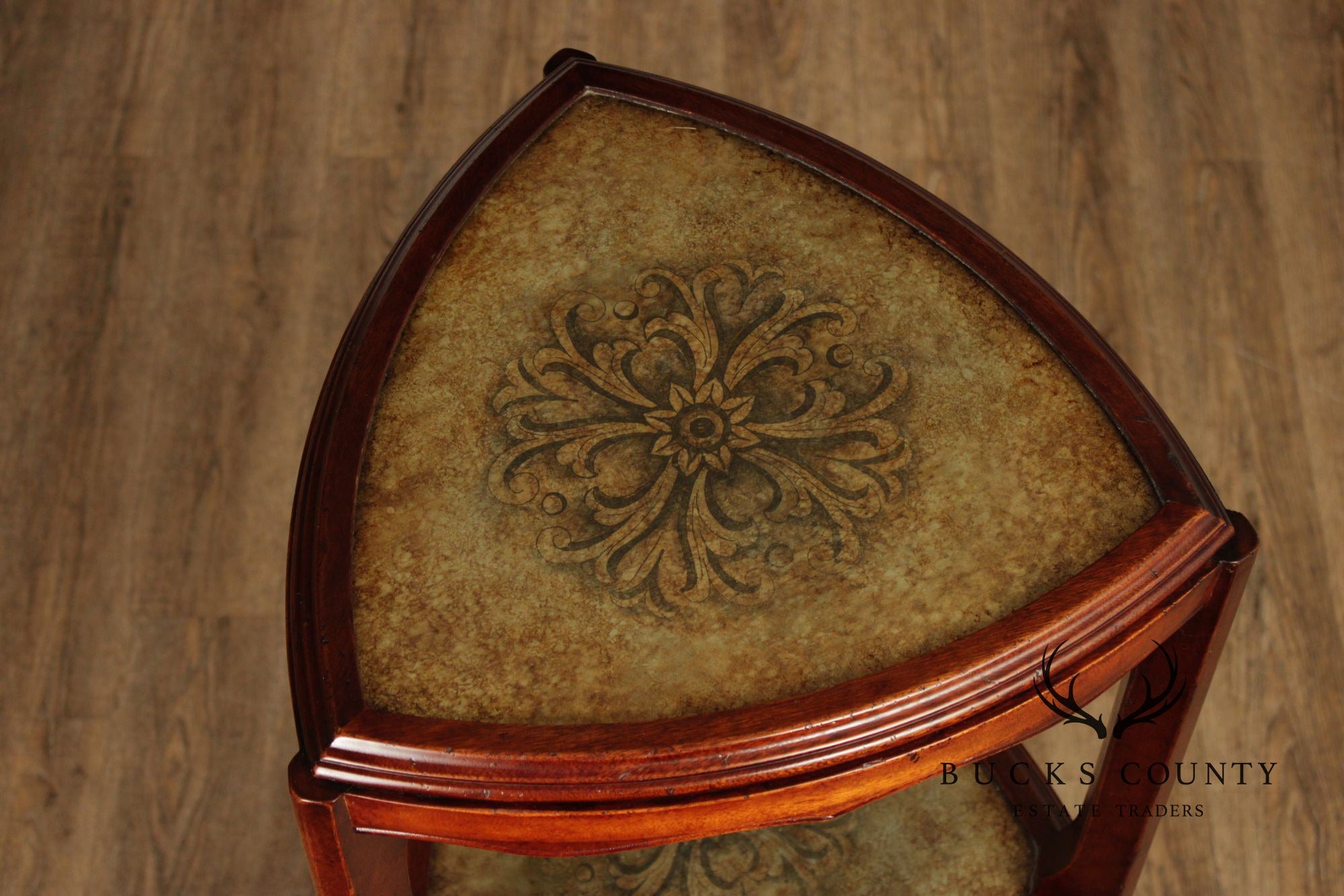 South Cone Regency Style Eglomise Three Tier Etagere Stand