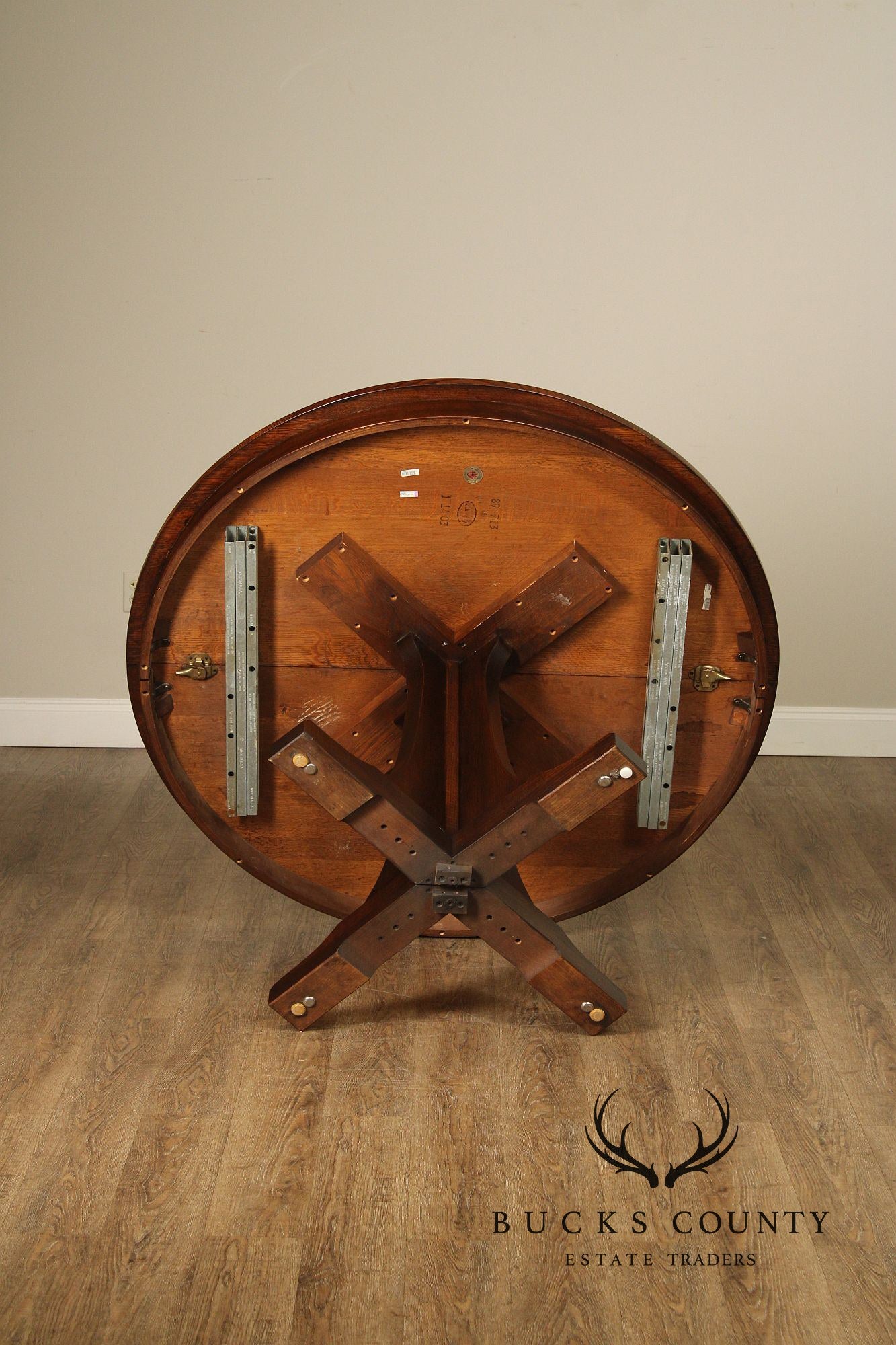 Stickley Mission Collection Round Oak Extendable Dining Table