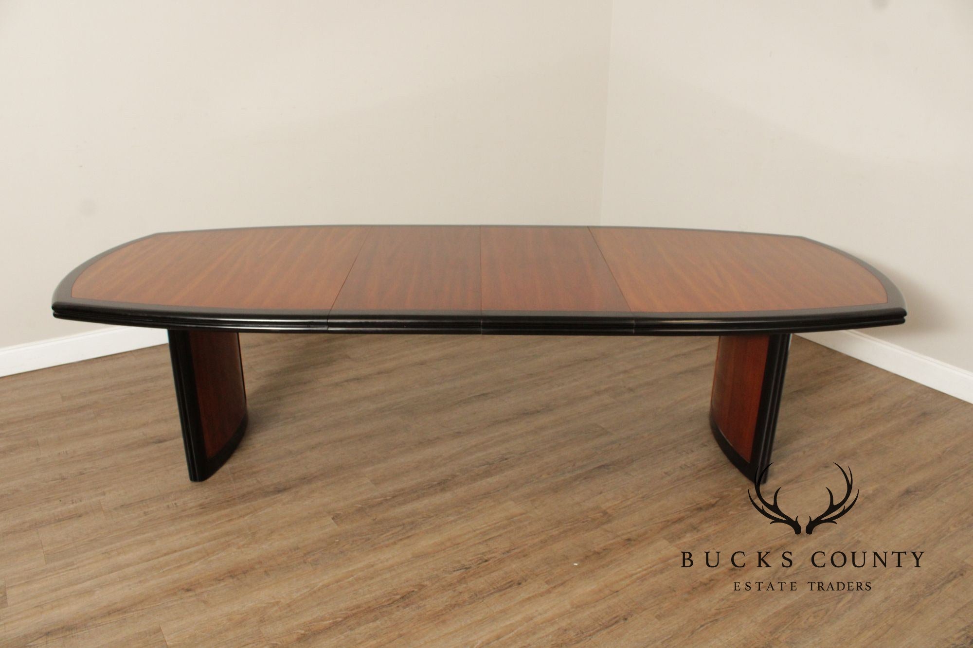 Century Furniture Expandable Modern Two Toned Ebonized Dining Table