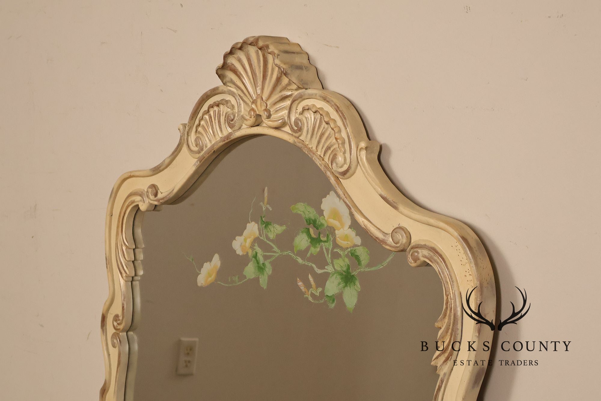 French Provincial Style Paint Decorated Wall Mirror