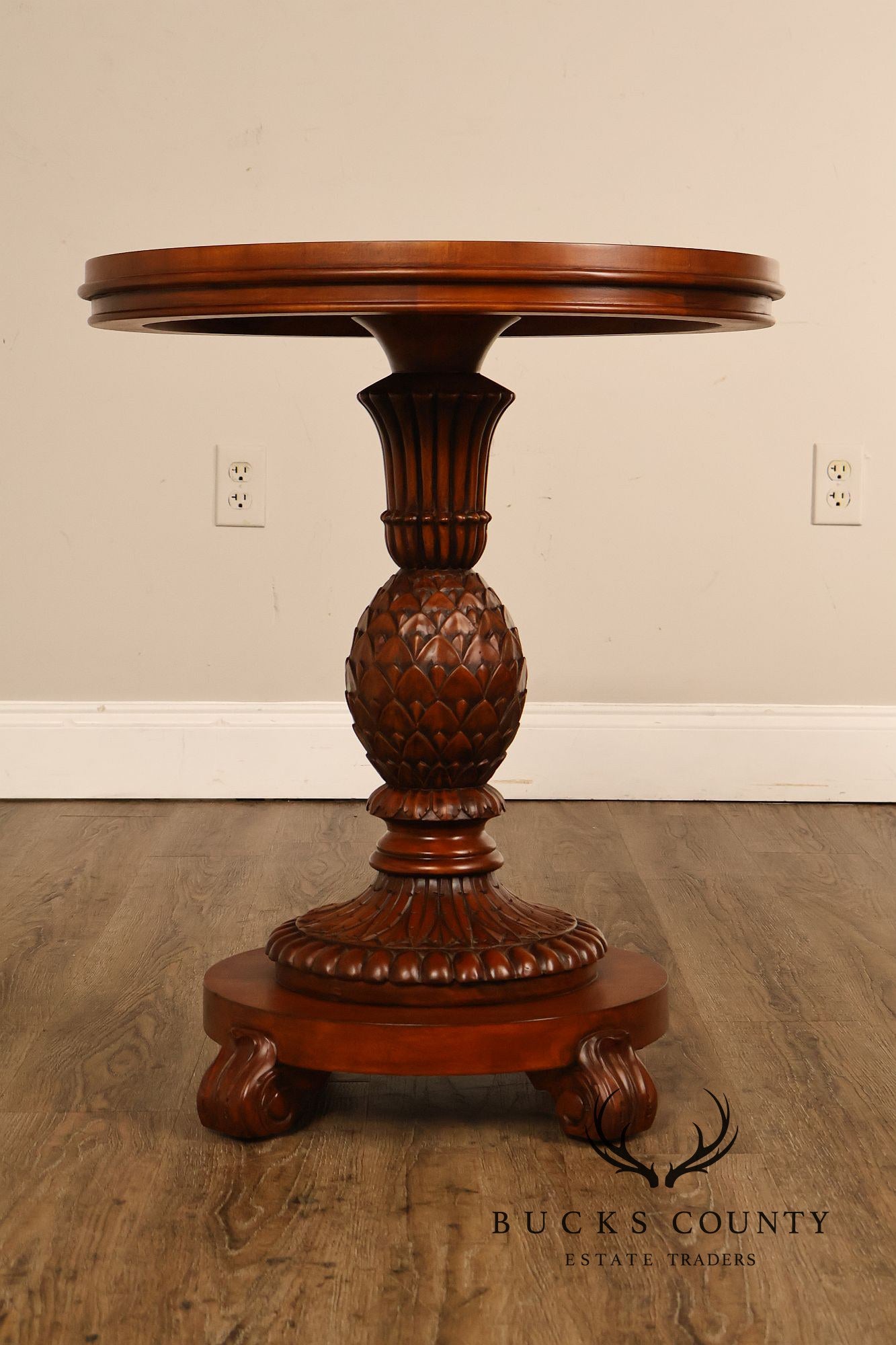 Ethan Allen Round Pineapple Pedestal Side Table