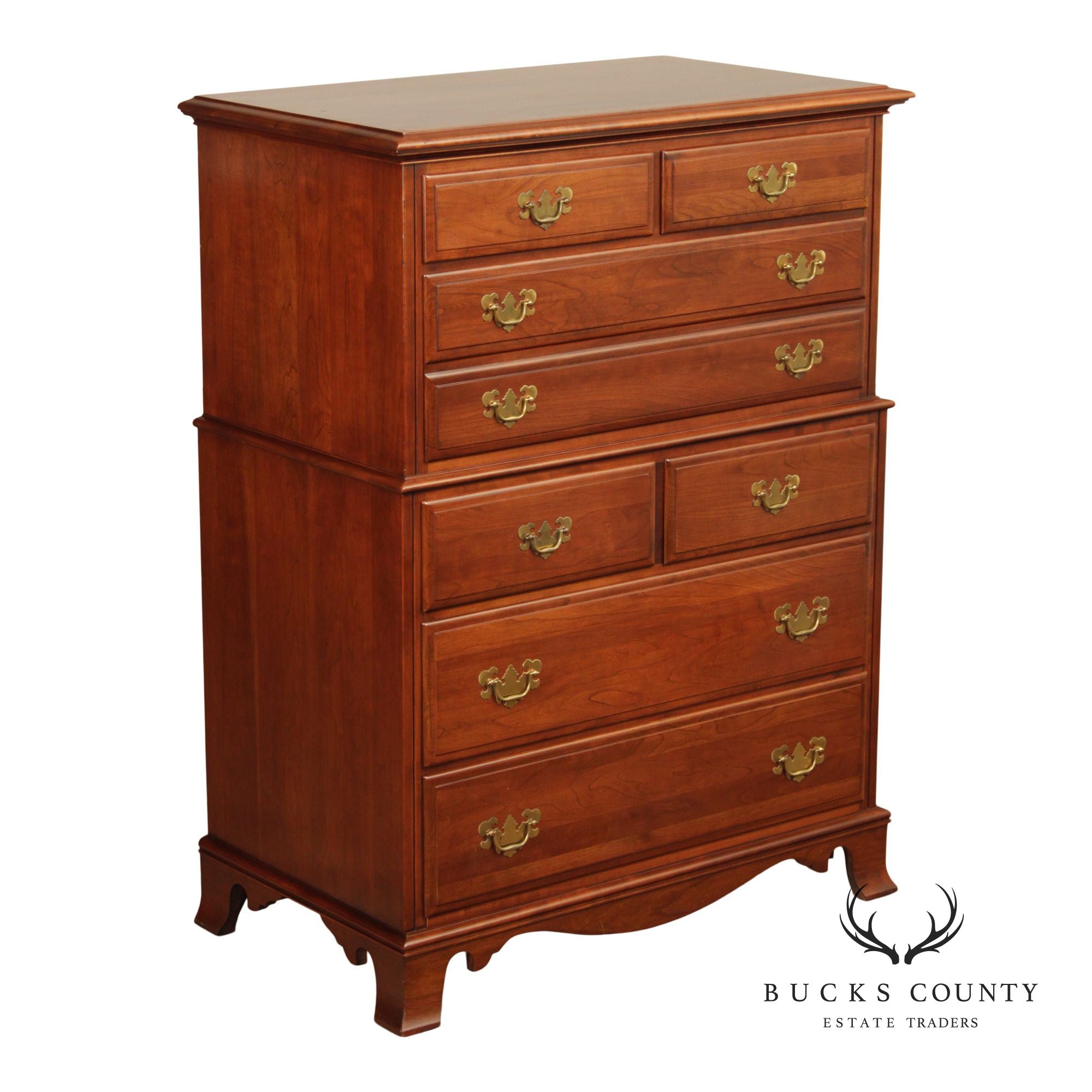 Kling Chippendale Style Cherry Chest on Chest