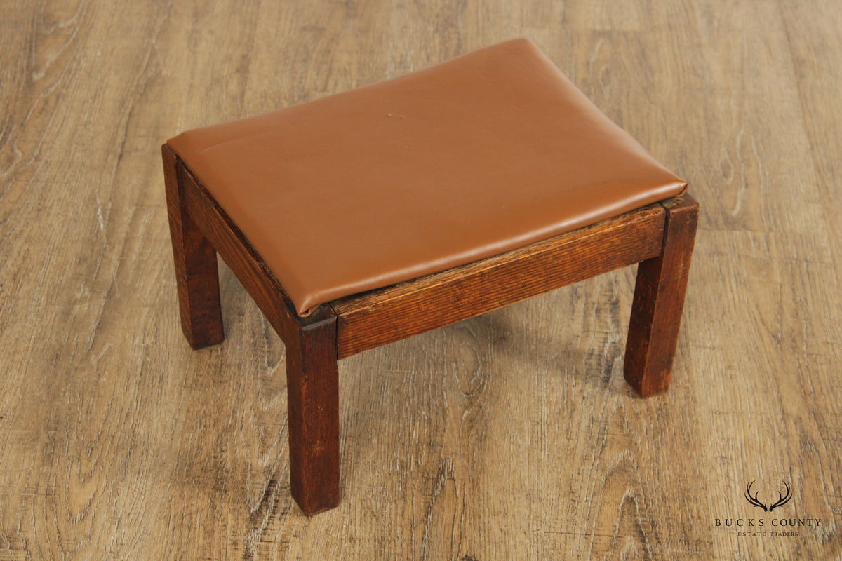 Mission Oak and Leather Foot Stool