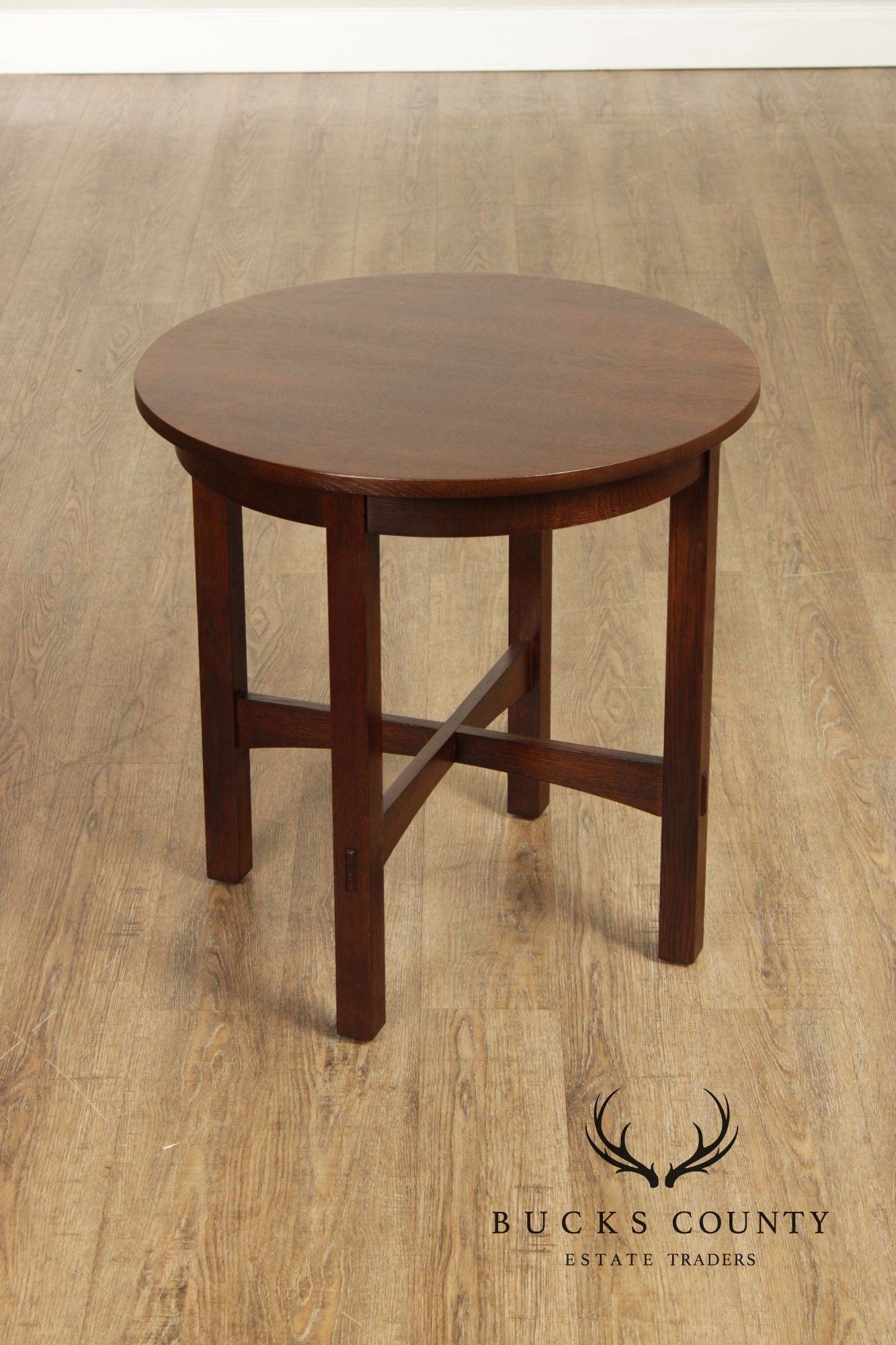 Stickley Mission Collection Oak Round Lamp Table