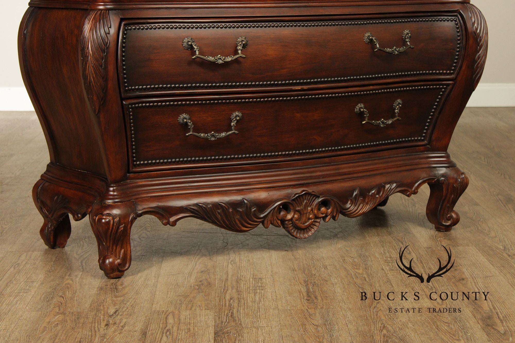 Hooker Furniture 'Seven Seas' Rococo Style Bombe Marble Top Chest of Drawers
