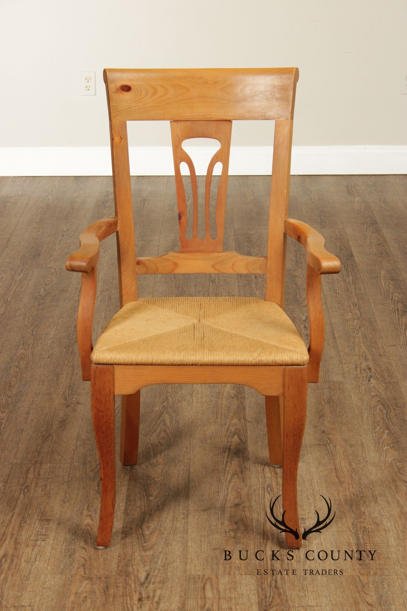 French Country Style Set Of 6 Rush Seat Dining Chairs