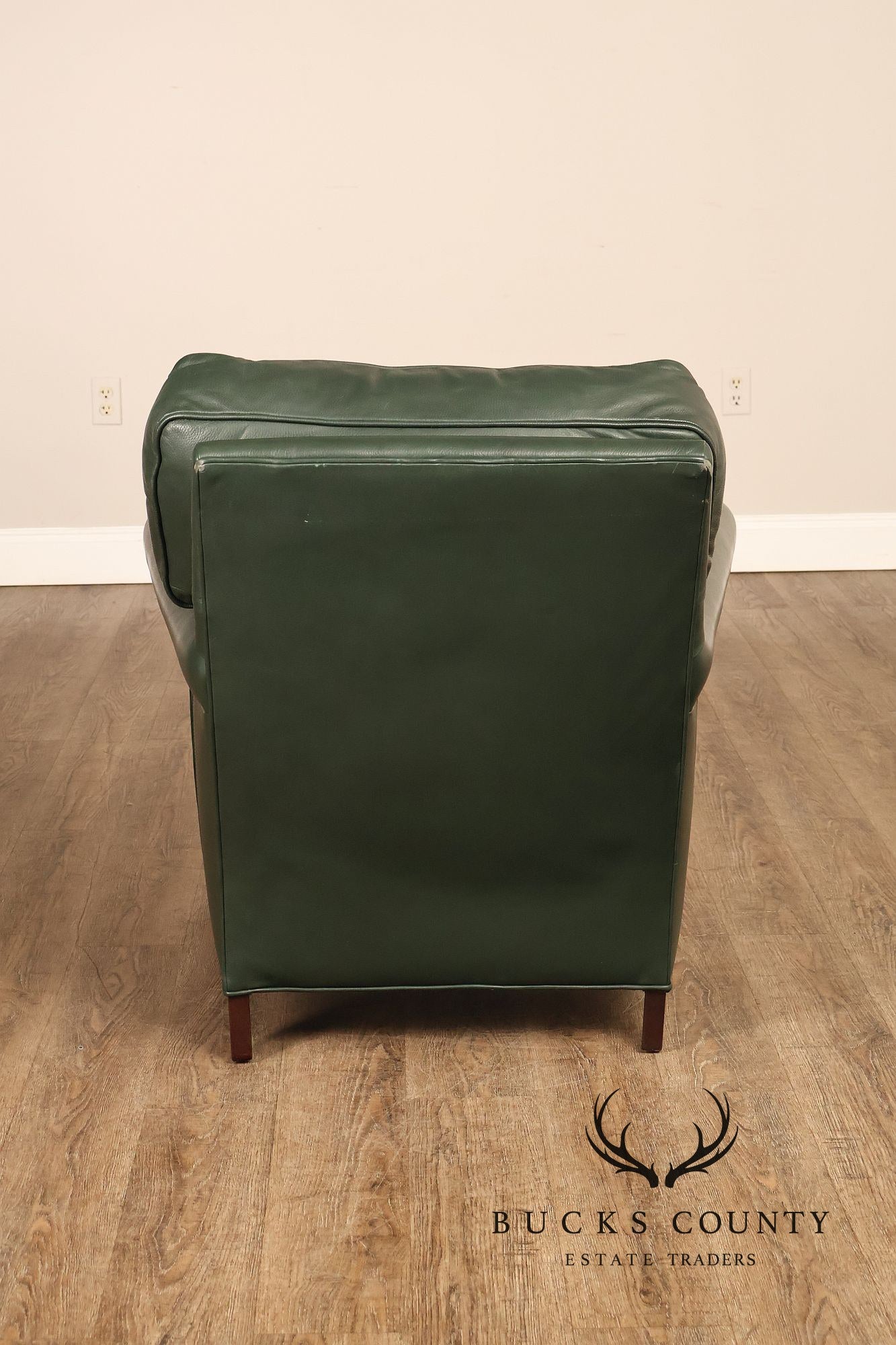 Hancock & Moore Green Leather Recliner Club Chair