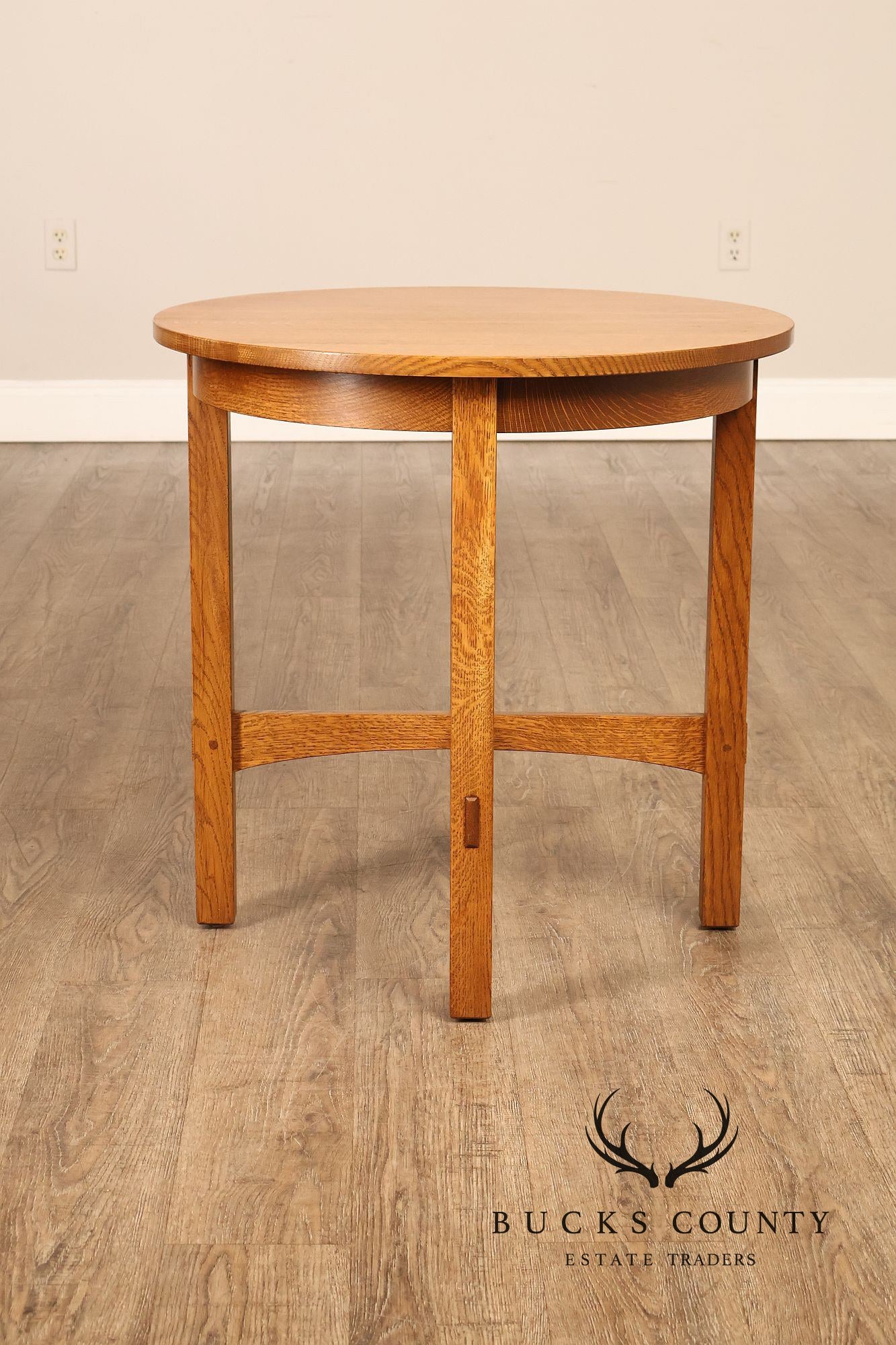 Stickley Mission Collection Round Oak Side Table