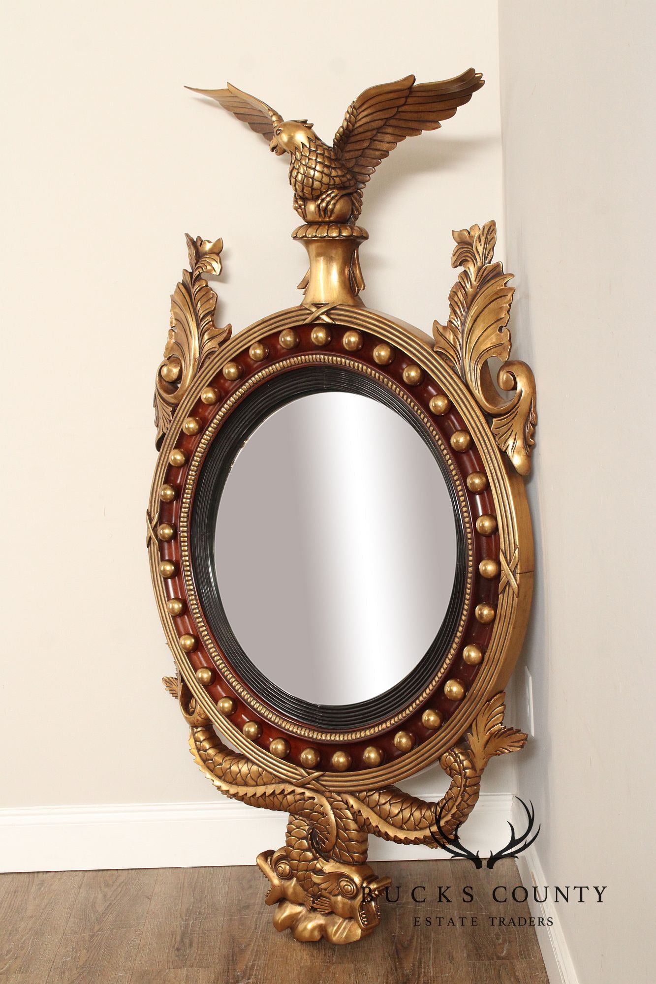 Victoria Collection Federal Style Large Convex Wall Mirror