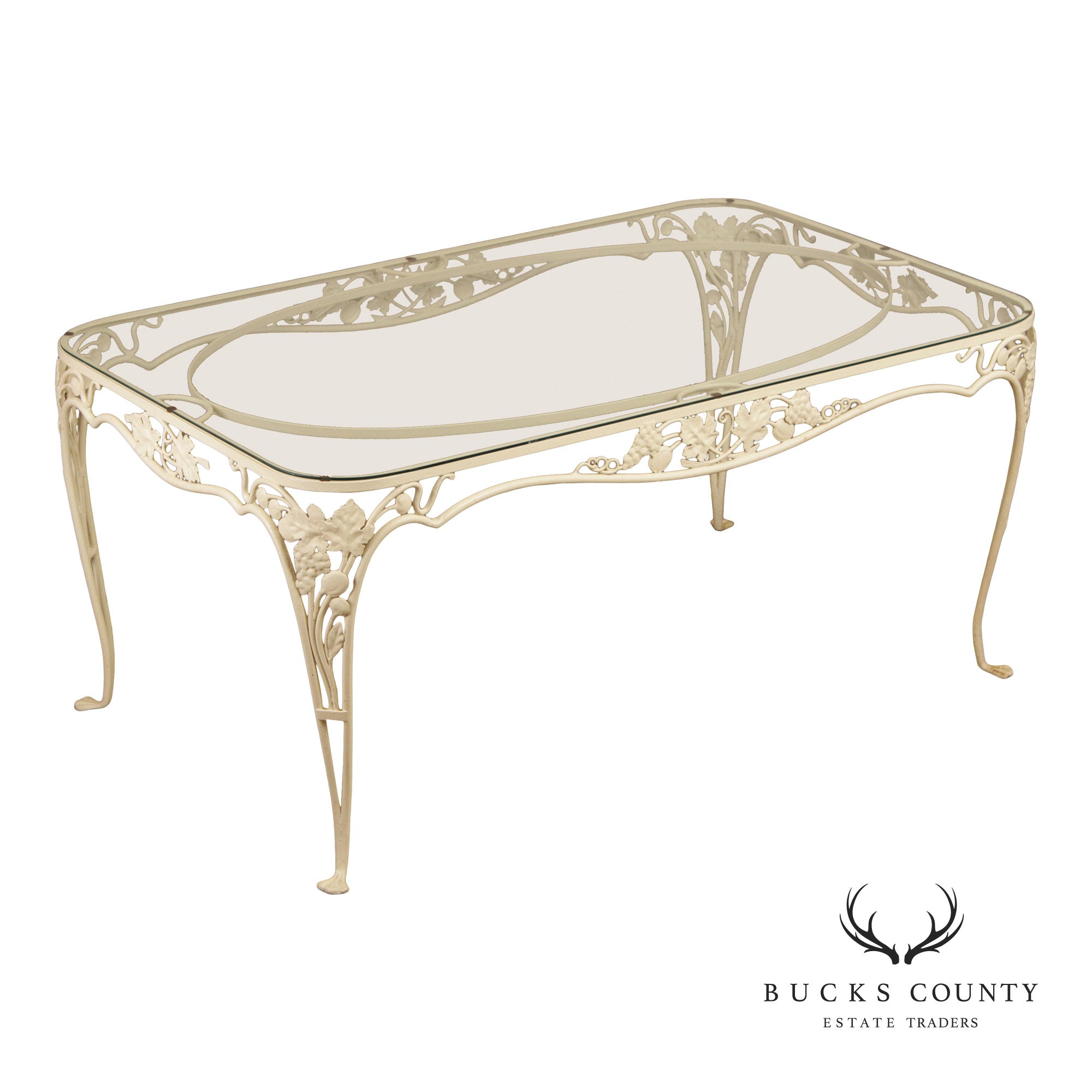 Salterini Glass Top Wrought Iron Outdoor Patio Dining Table