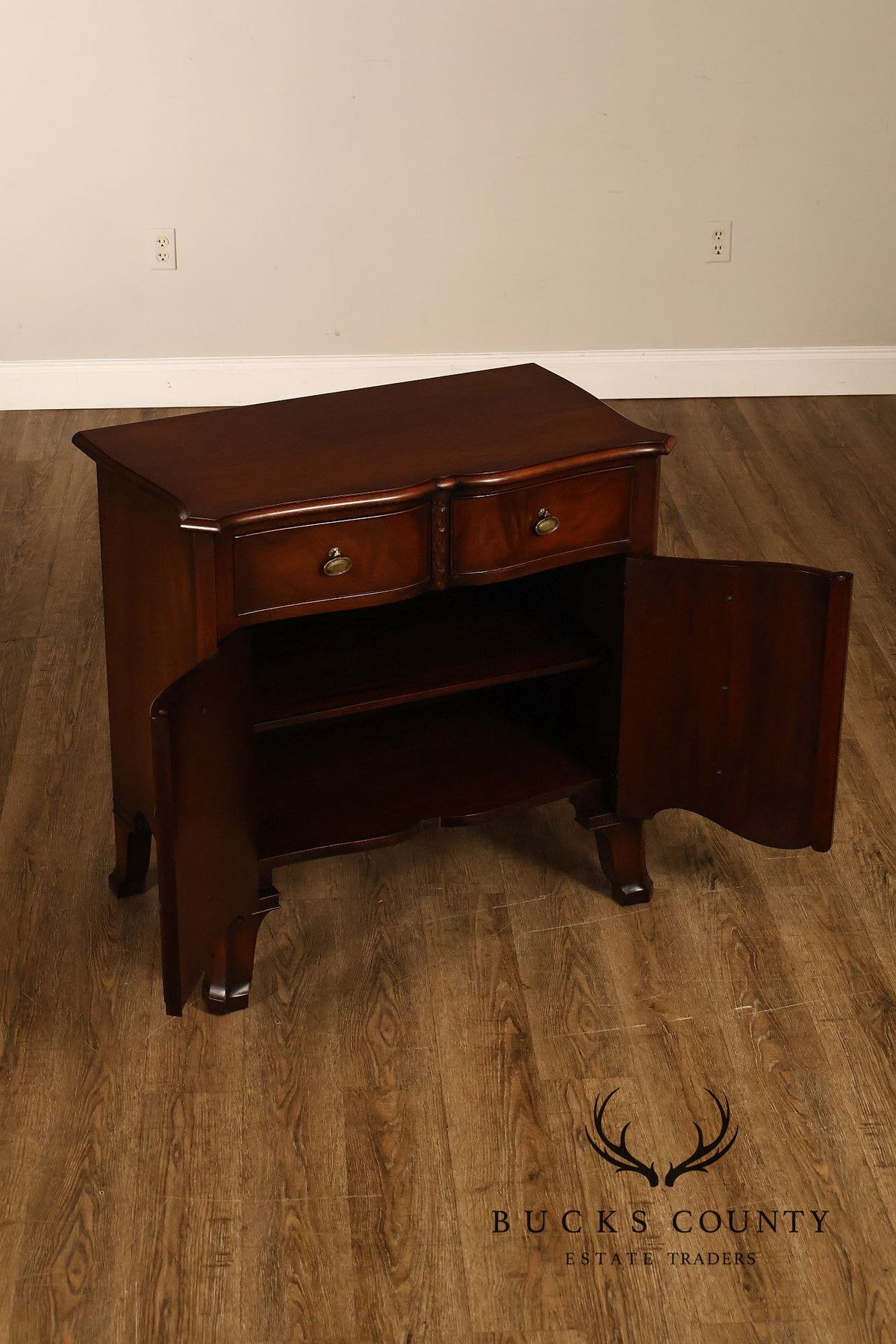 Traditional Mahogany Pair Of Bow Front Two Drawer And Two Door Cabinets