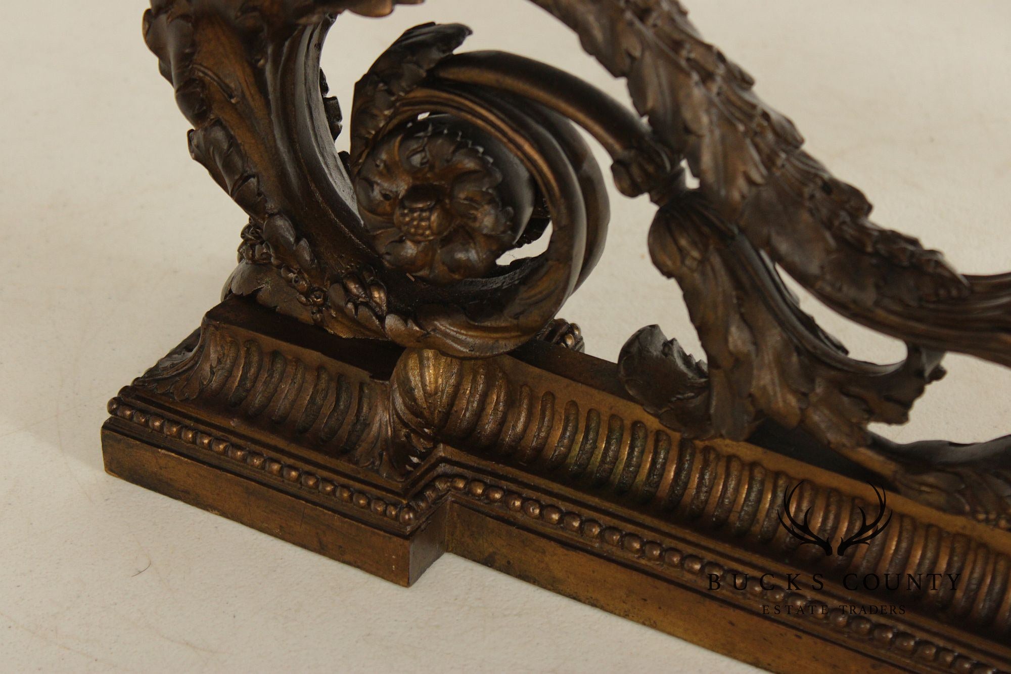 French Louis XV Style Antique Bronze Pair of Cherub Andirons