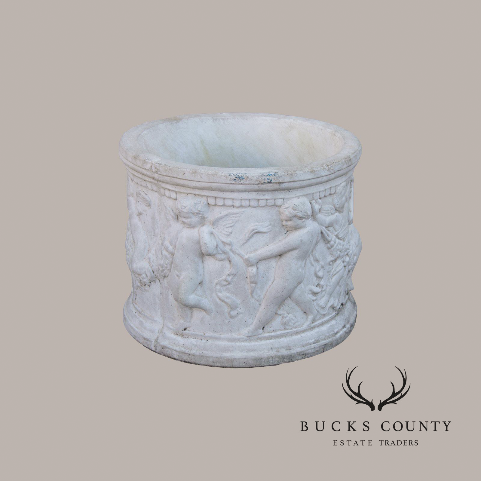 Classical Style Cherub Relief Cast Stone Garden Planter