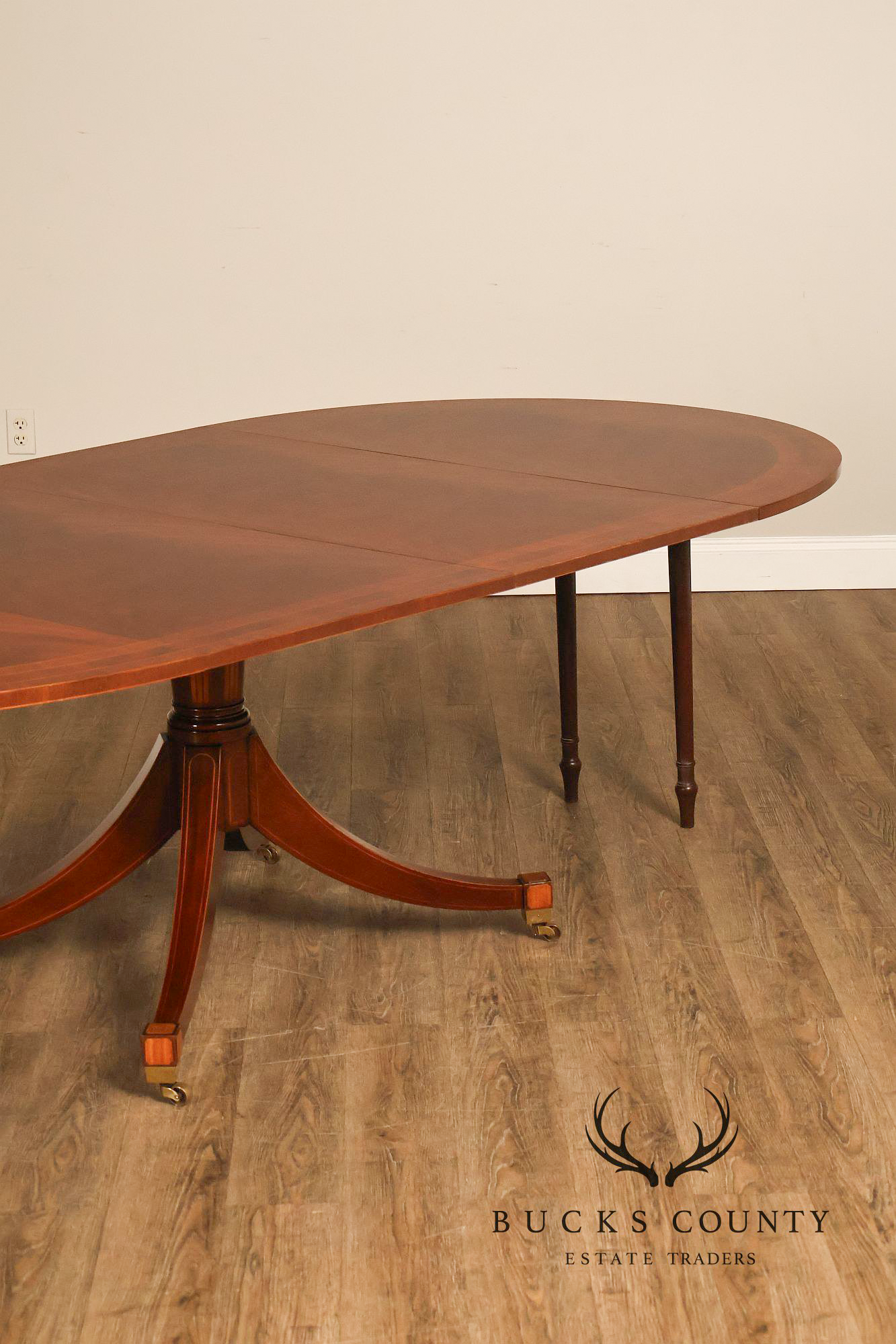 Baker Regency Style Banded Mahogany Extendable Dining Table