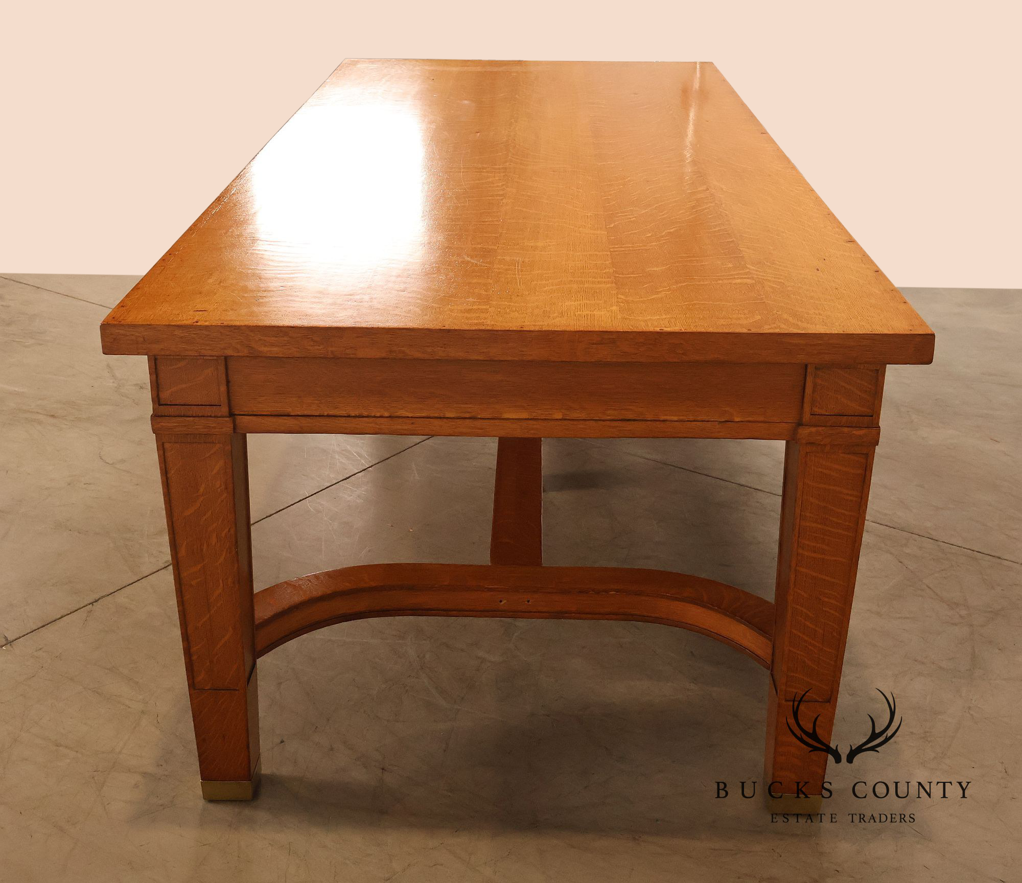 Arts & Crafts Style Large Oak Library Table