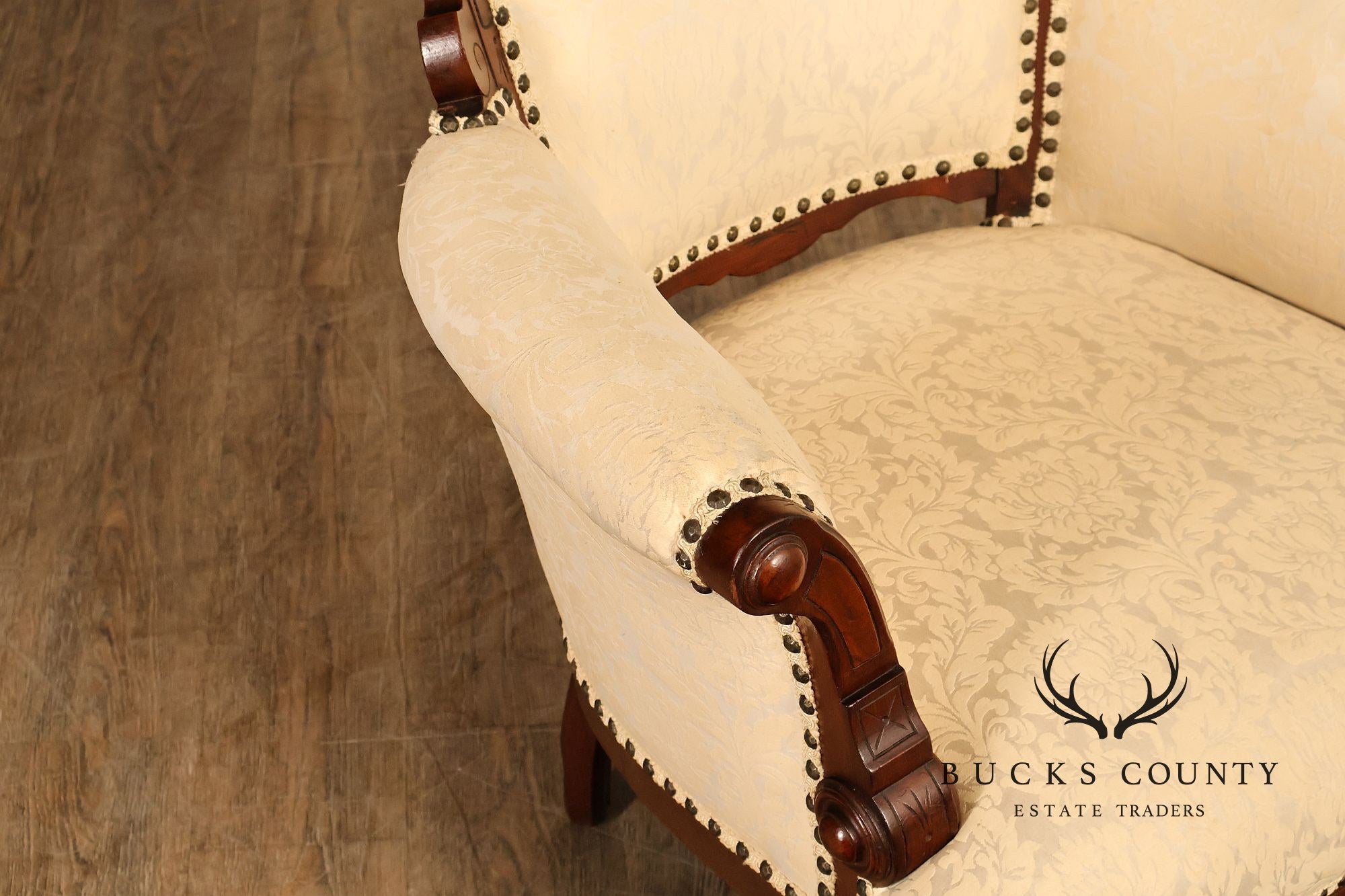 Antique Victorian Carved Walnut Parlor Armchair