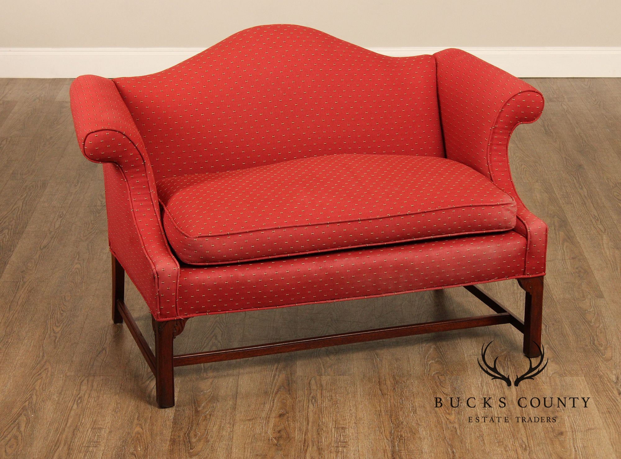 Georgian Style Upholstered Mahogany Loveseat