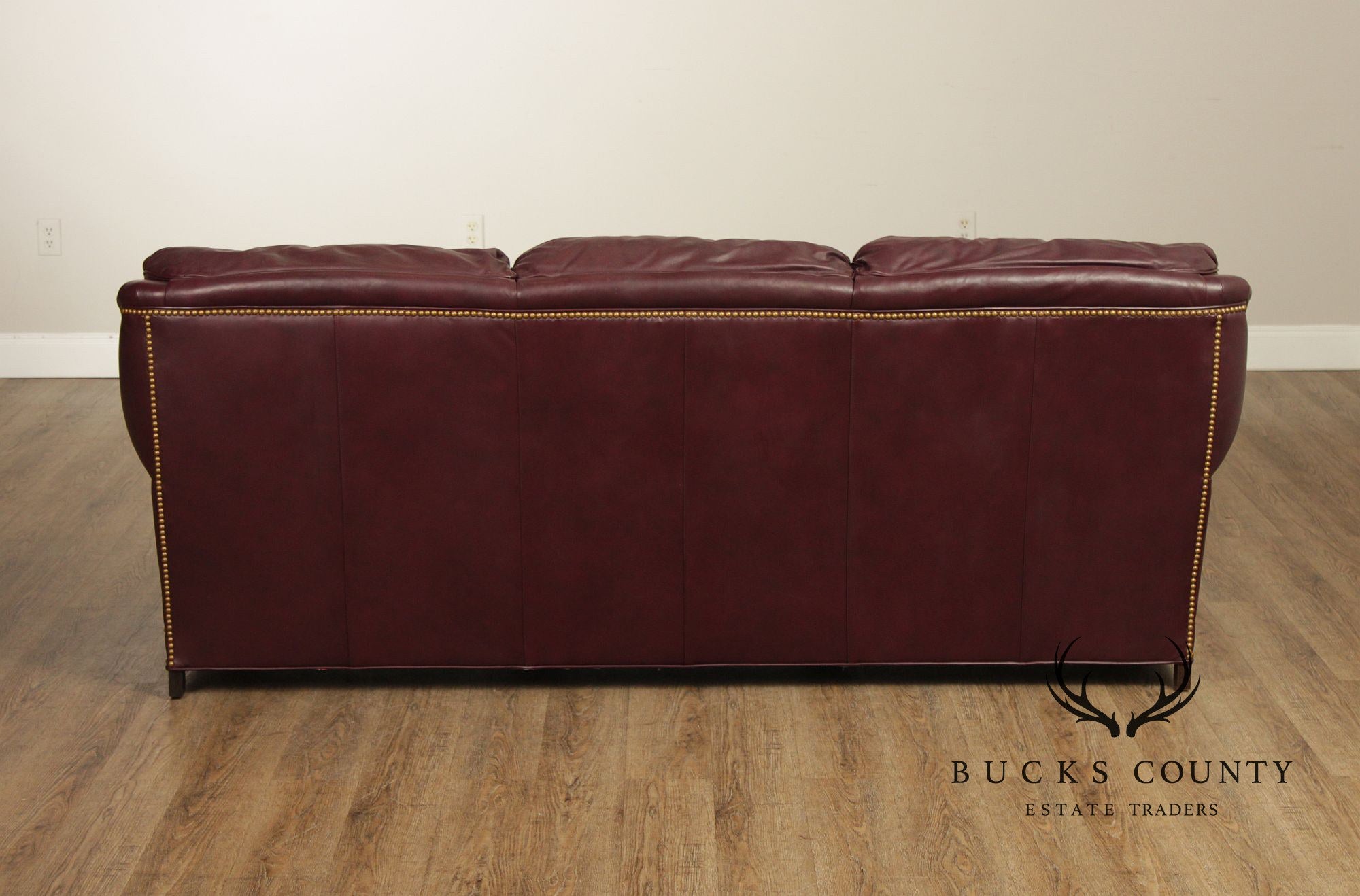 Hancock & Moore Burgundy Leather Nailhead Trim Sofa