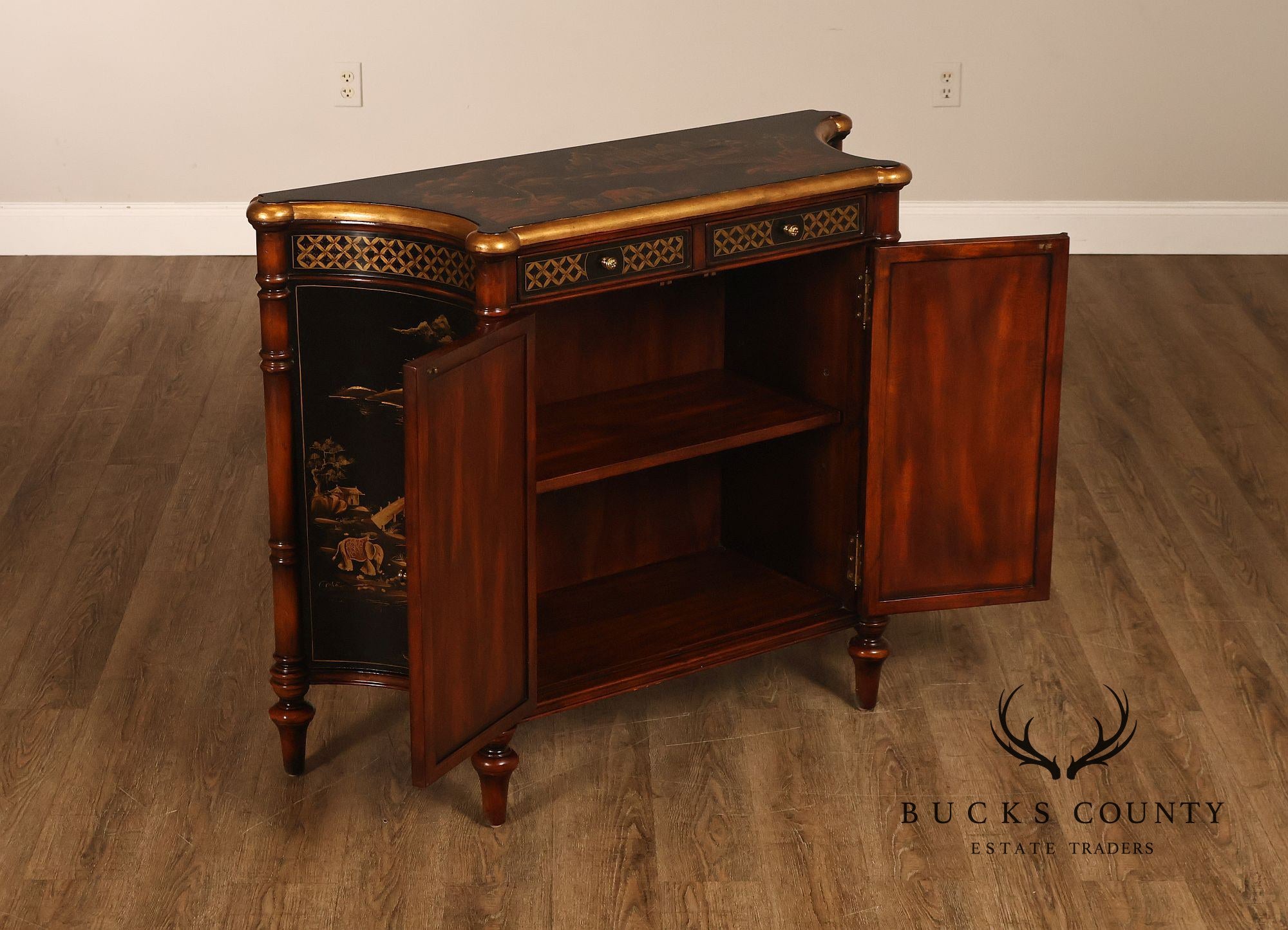 Theodore Alexander Chinoiserie Style Painted Sideboard Cabinet