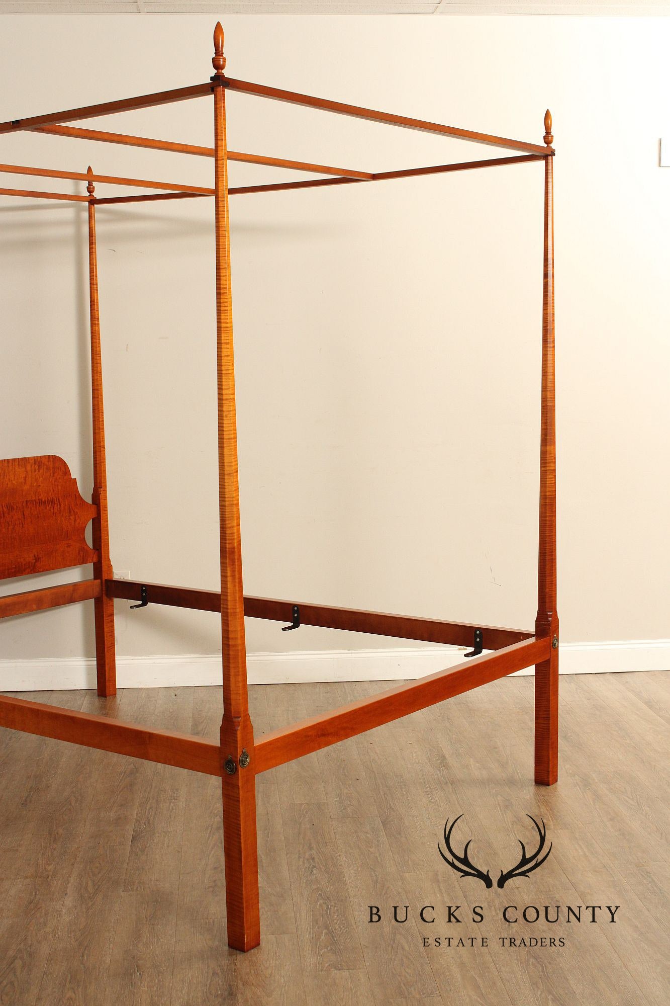 Eldred Wheeler Tiger Maple Queen Size Canopy Poster Bed