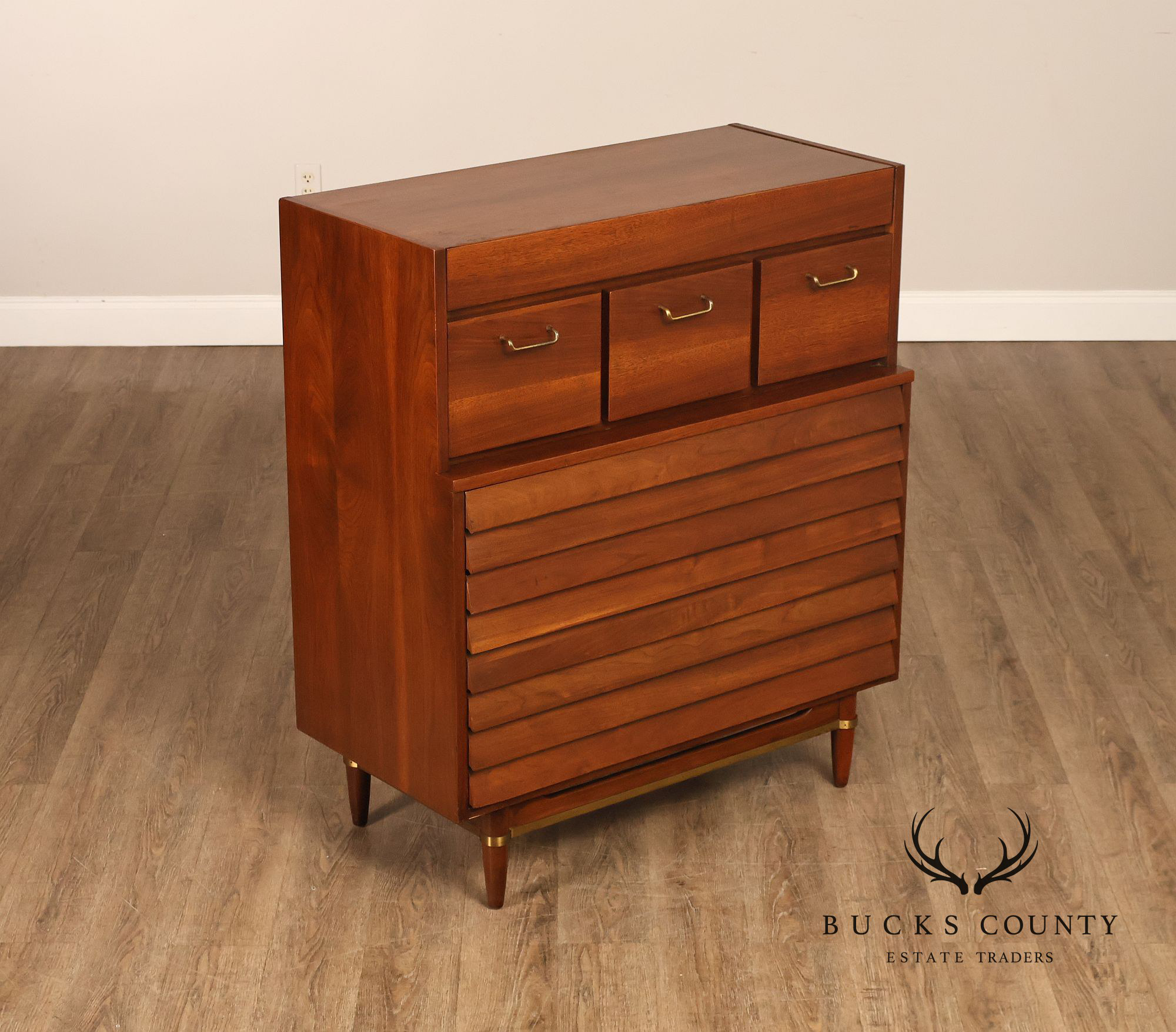 American Of Martinsville Mid Century Modern Walnut High Chest