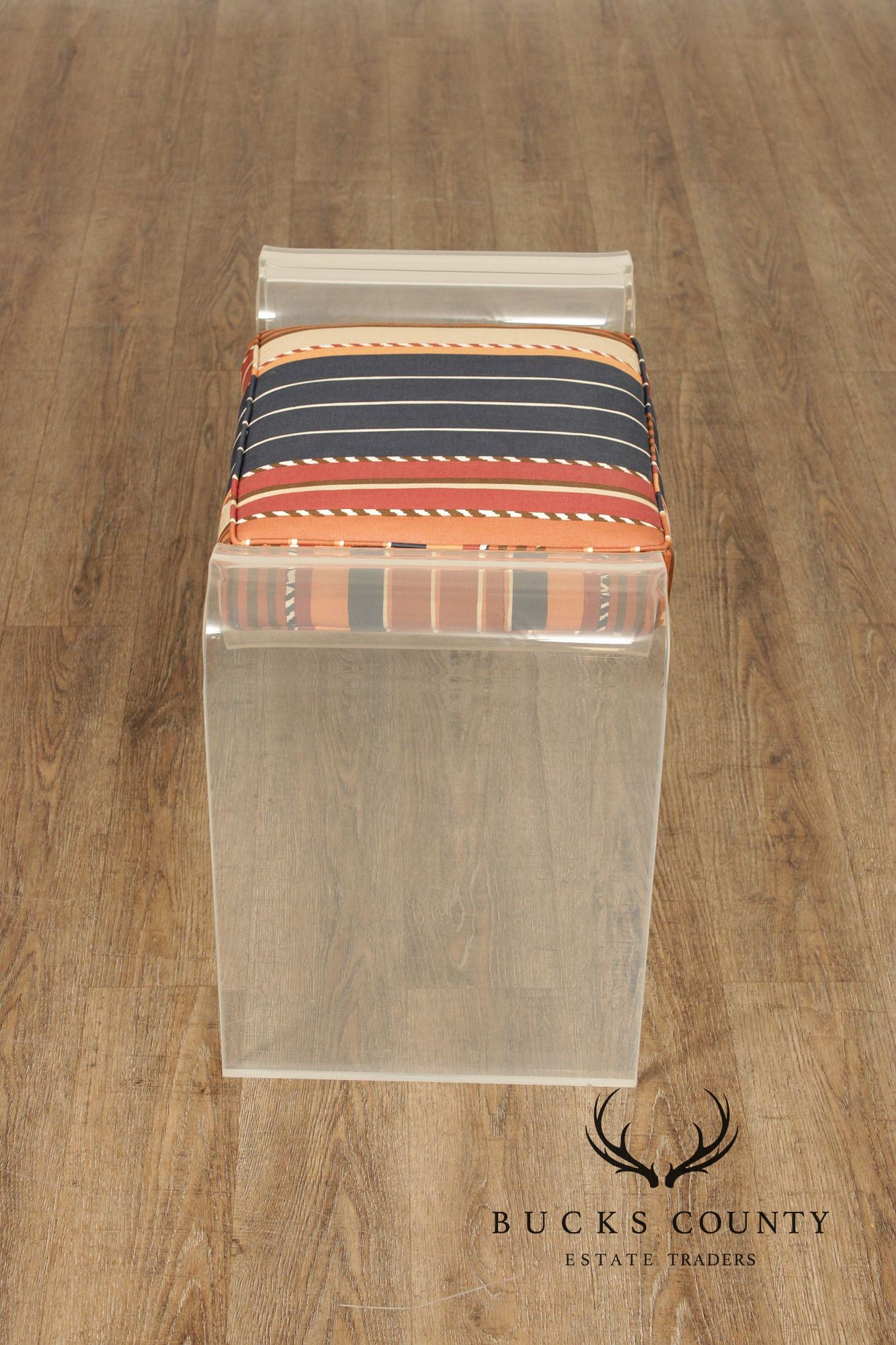 Karl Springer Attributed Modern Sculpted Lucite Stool