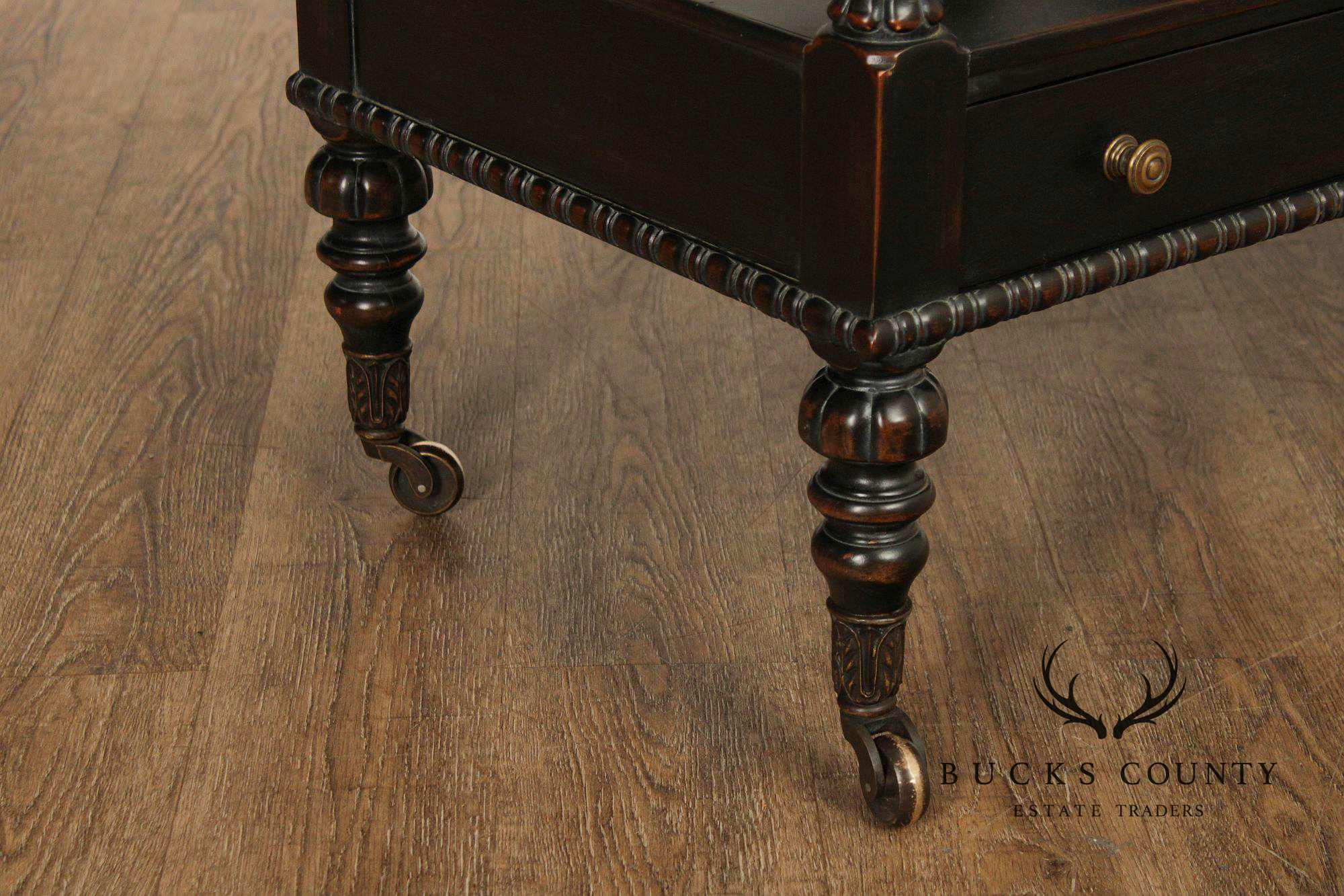Sarried Tudor Style Ebonized Double Canterbury Magazine Rack