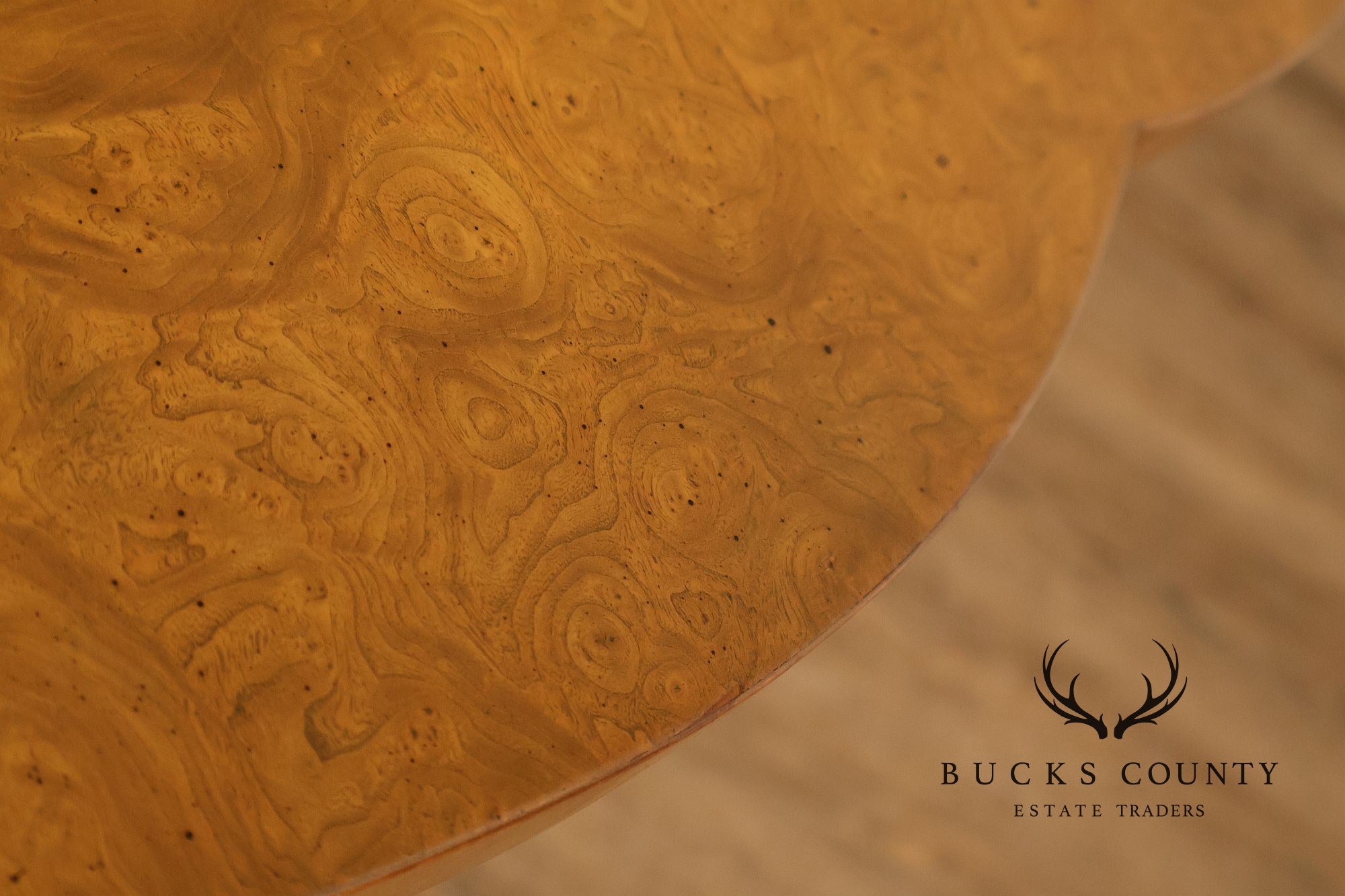 Mastercraft Hollywood Regency Burlwood Pedestal Expandable Dining Table