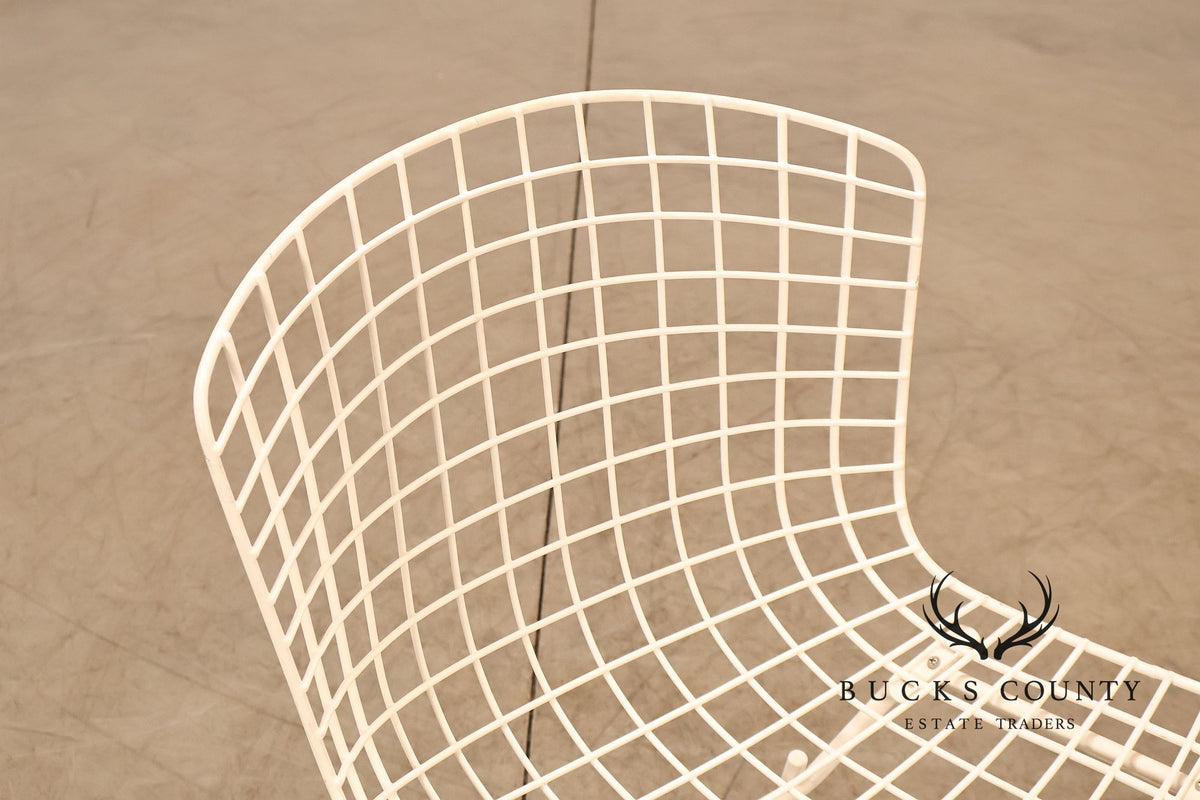 Vintage Mid Century Modern Set Of Eight Bertoia Style White Wire Dining Chairs