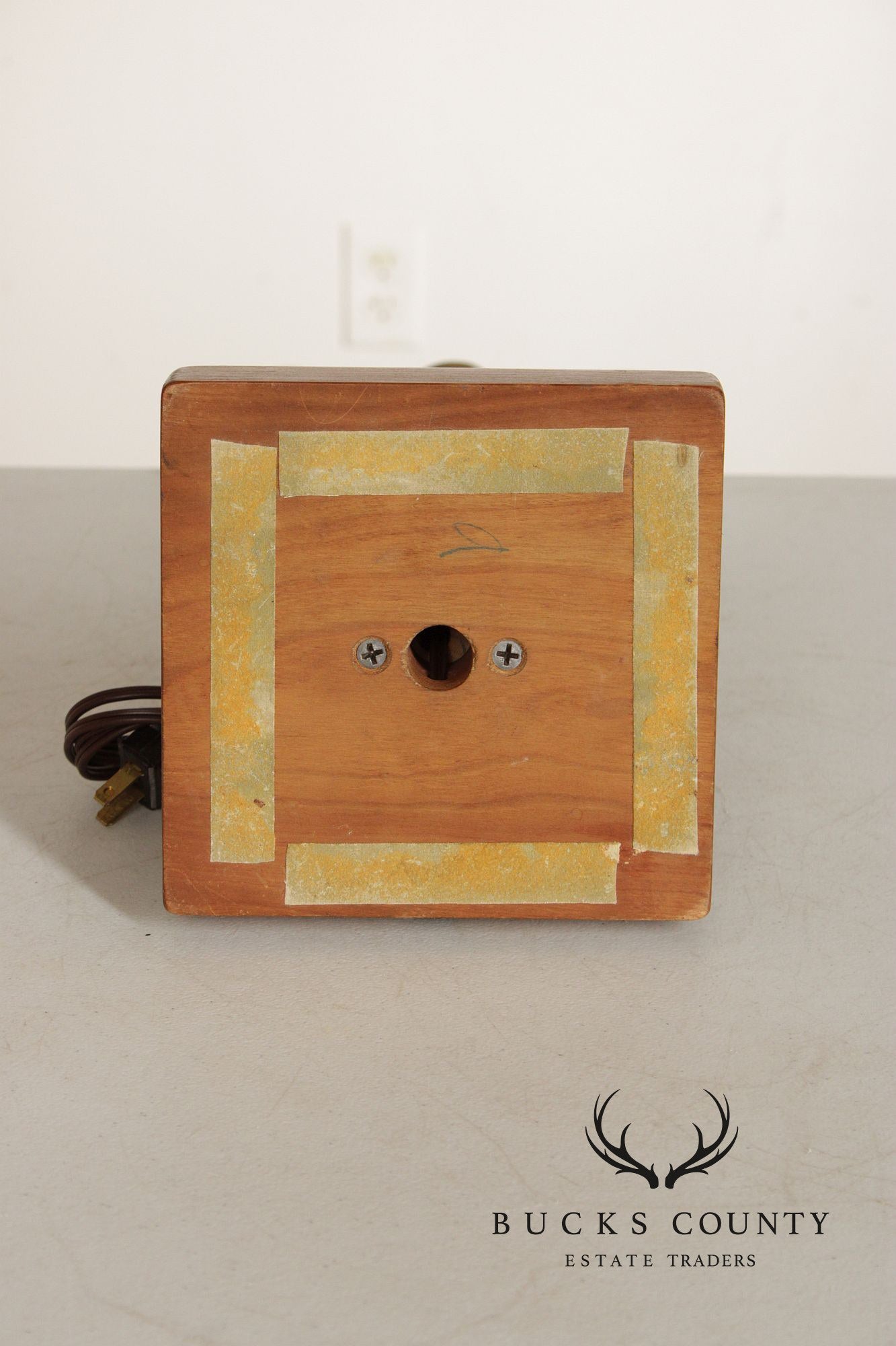 Colonial Revival Pair of Turned Cherry Wood Table Lamps