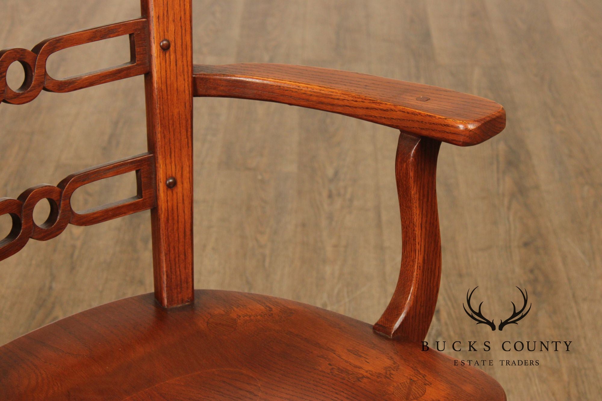 Romweber Set of Six Horse Carved Oak Dining Chairs