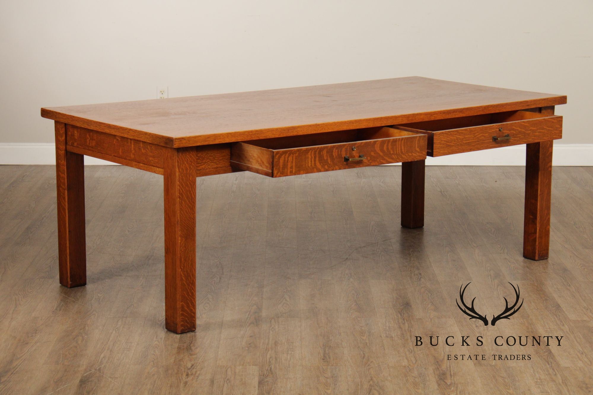 Stow & Davis Antique Mission Oak Dining Library Table