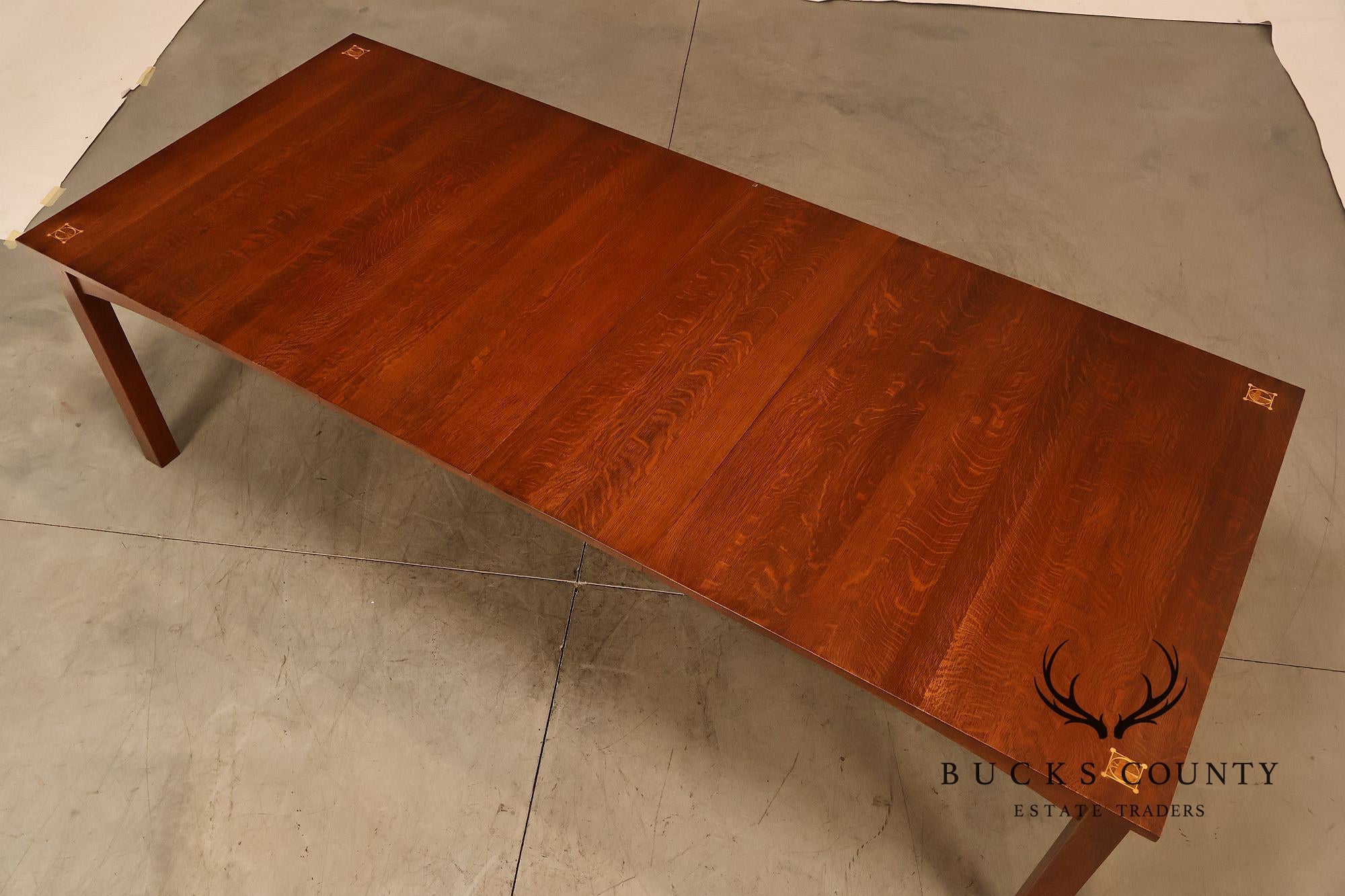 Stickley Mission Collection Harvey Ellis Inlaid Oak Extendable Dining Table
