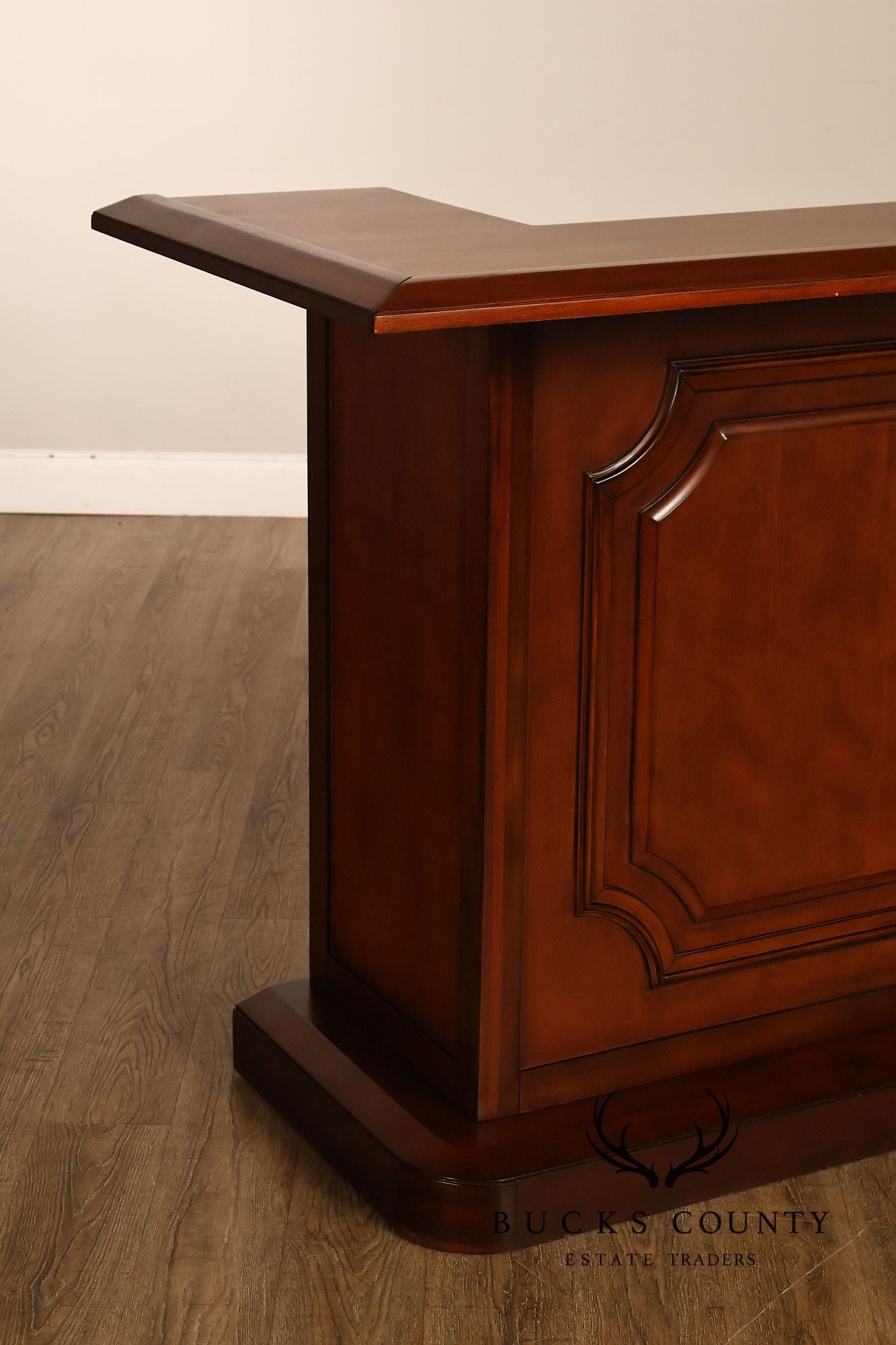 Traditional Home Bar With Wine Storage And Two Bar Stools