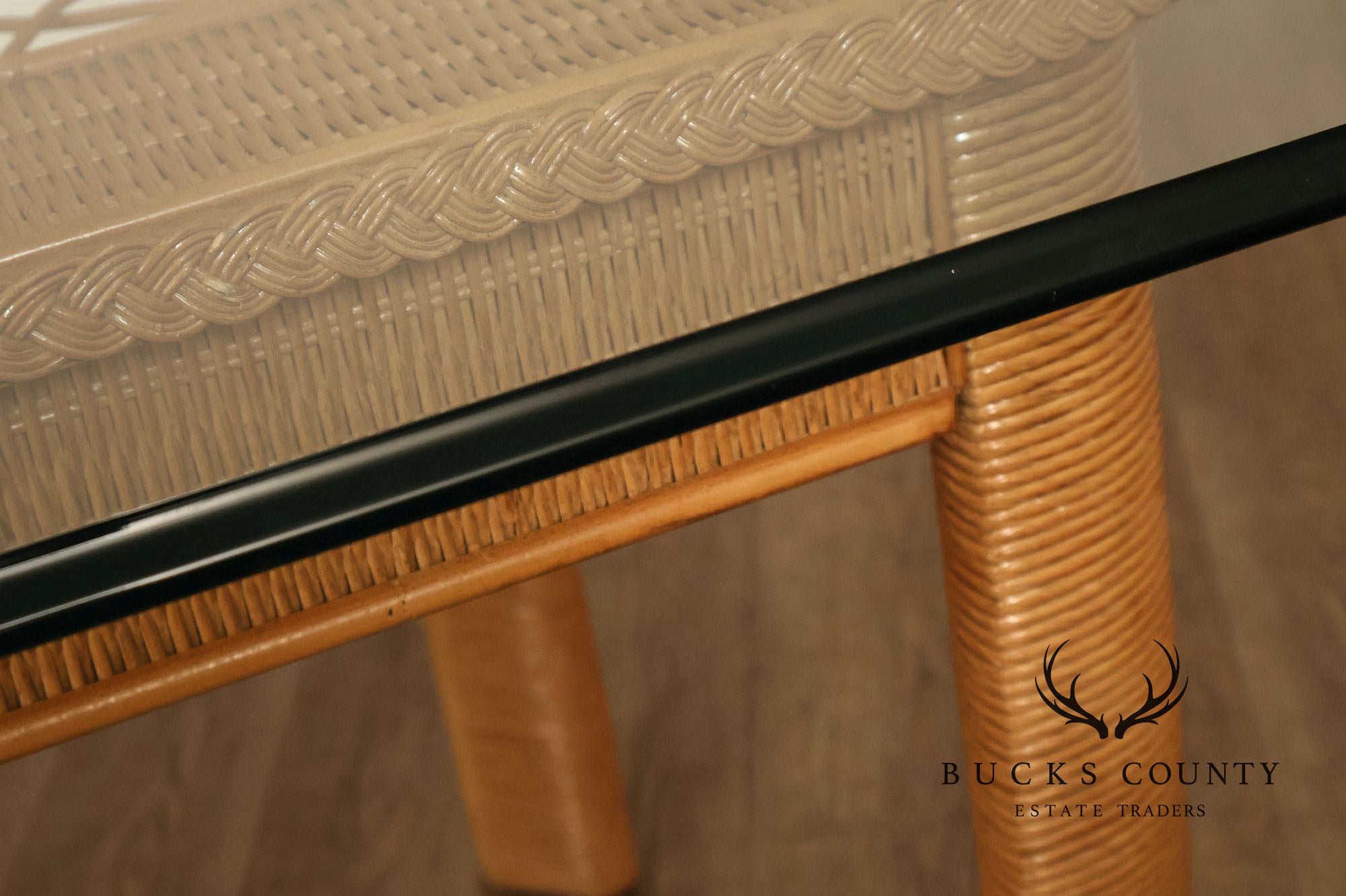 Lexington Henry Link Glass Top Wicker Dining Table