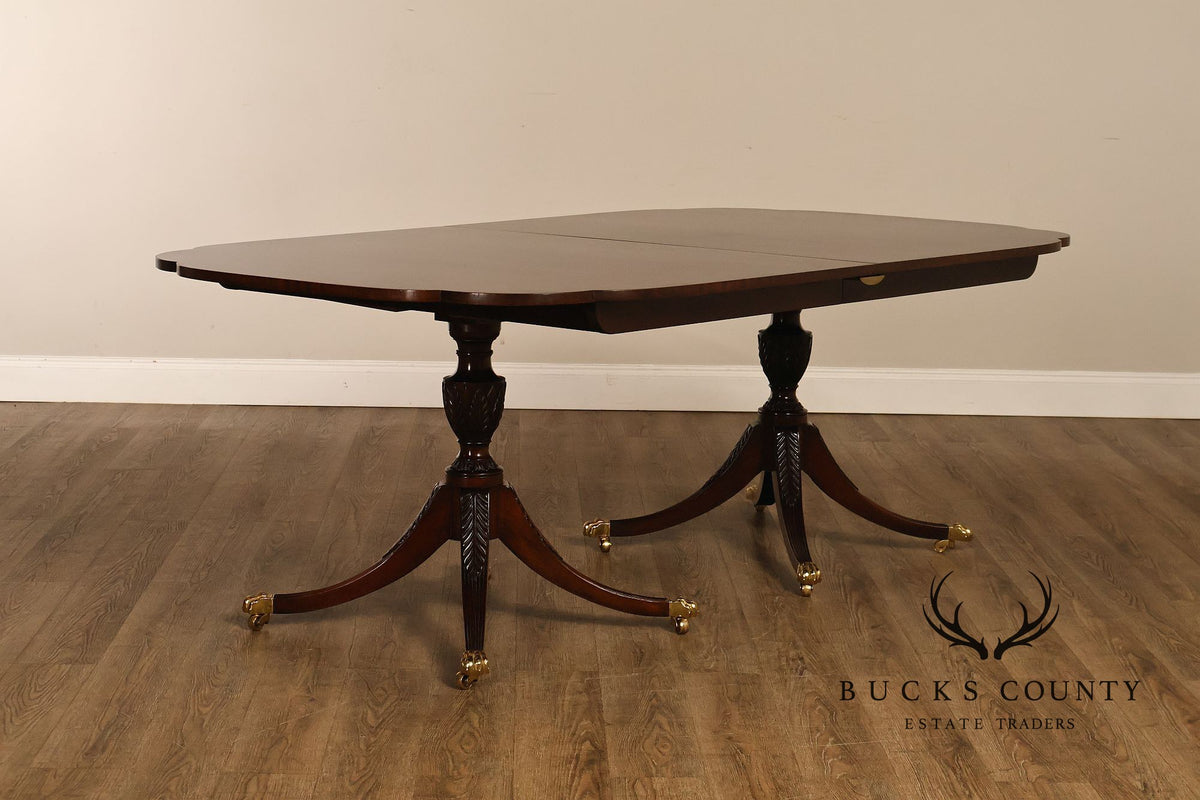 Kindel Georgian Style Double Pedestal Mahogany Dining Table
