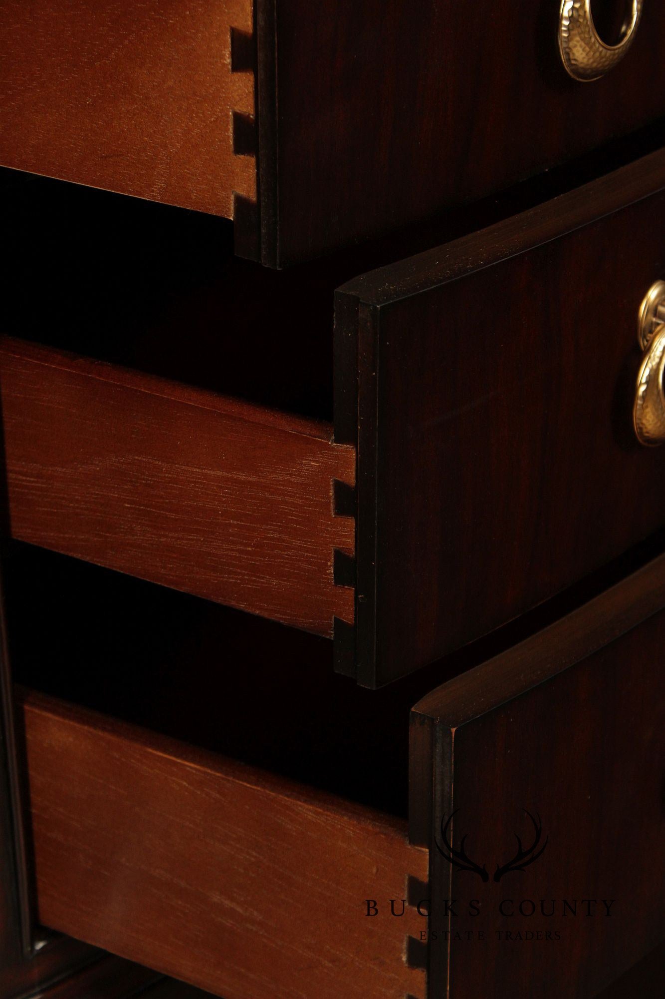 Thomasville Art Deco Style Bogart Collection Granite Top Demilune Sideboard