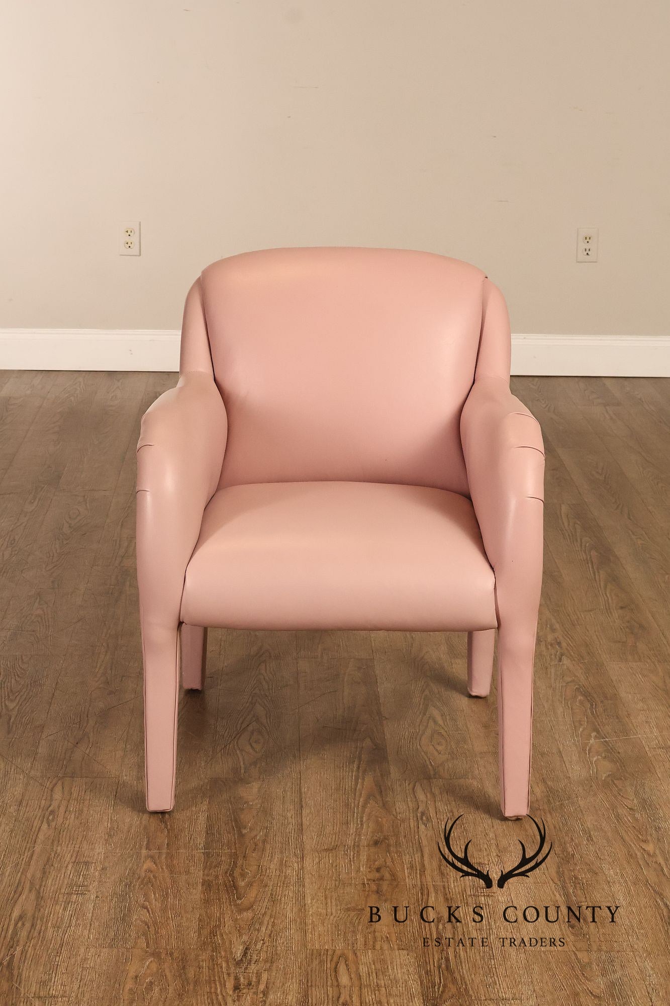 Vintage Lazar Industries East Pair Of Contemporary Modern Pink Upholstered Armchairs
