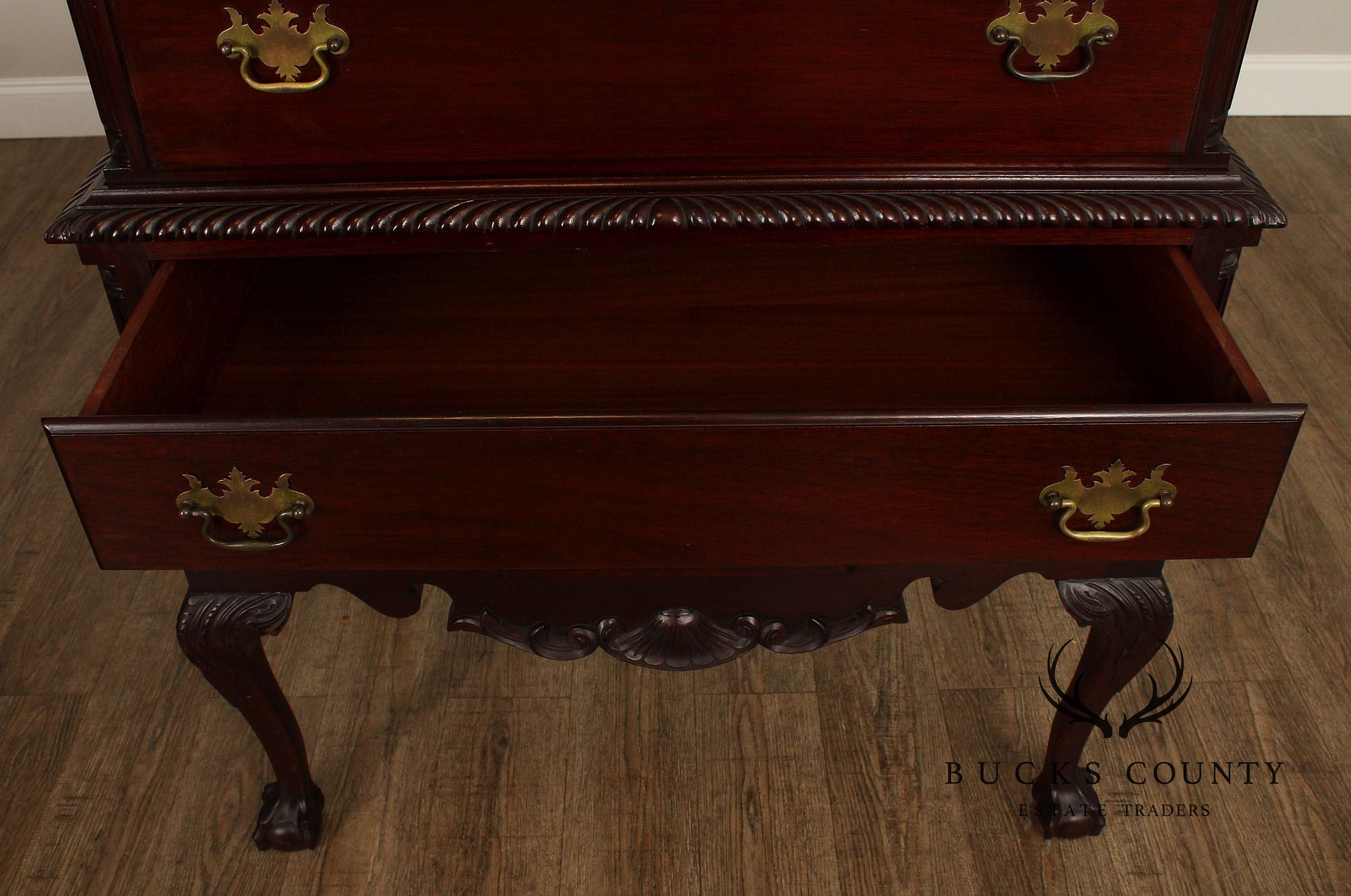 Chippendale Style Antique Bench Made Mahogany Highboy Chest