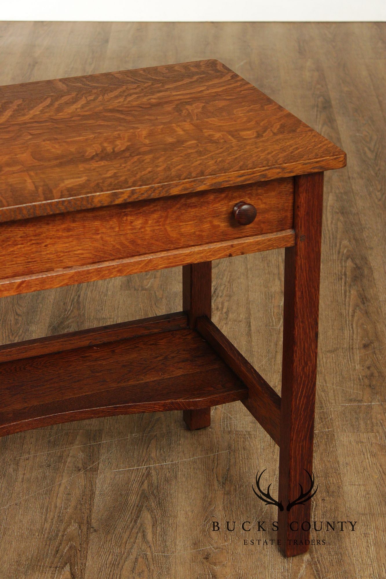 Antique L. & J.G. Stickley Mission Oak One Drawer Writing Table