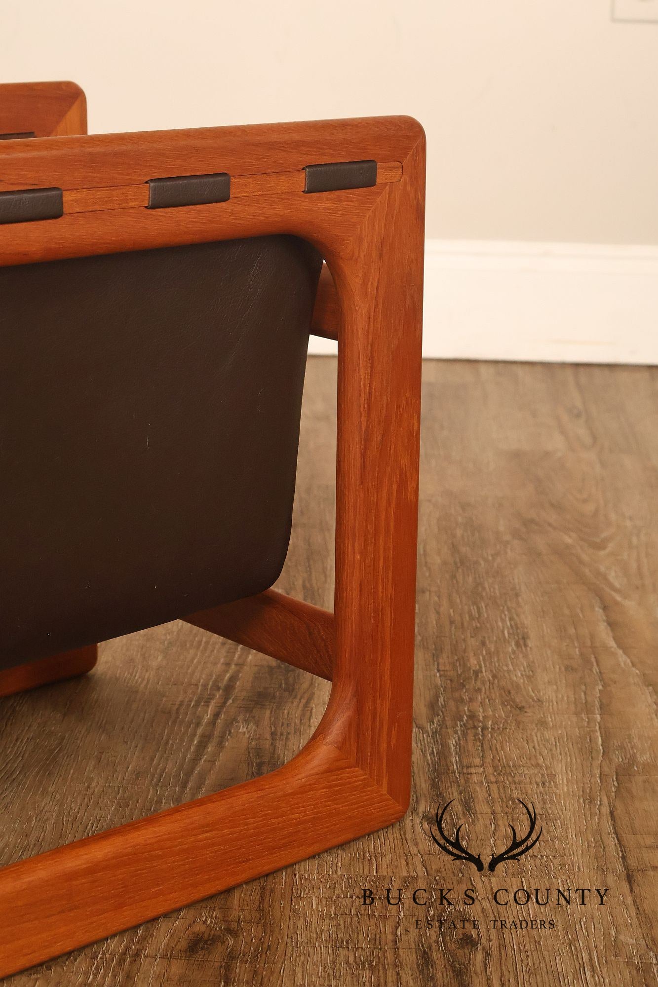 Salin Møbler Danish Modern Teak and Leather Magazine Rack