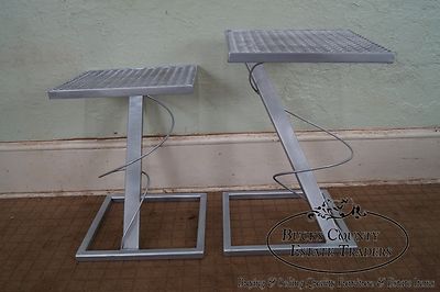Contemporary Set of 2 Modern Design Expanded Metal Side Tables