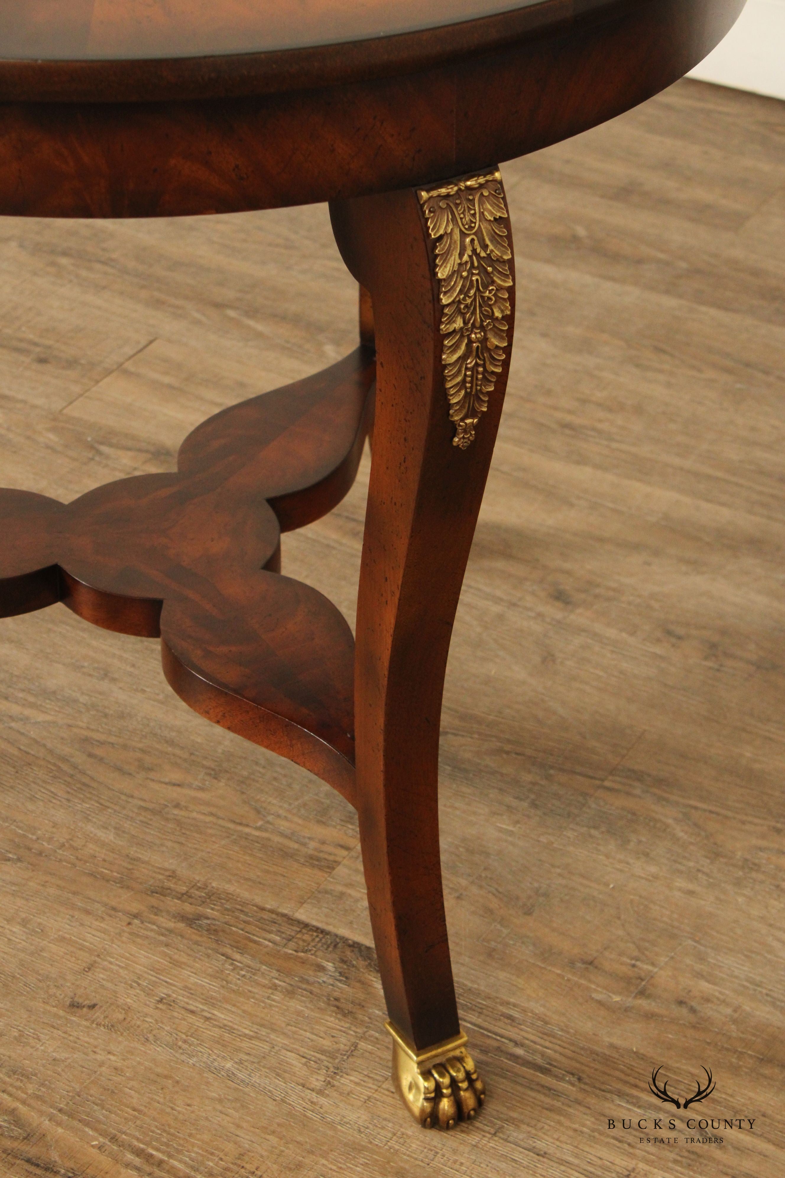 Baker Furniture Empire Style Round Top Mahogany Center Table