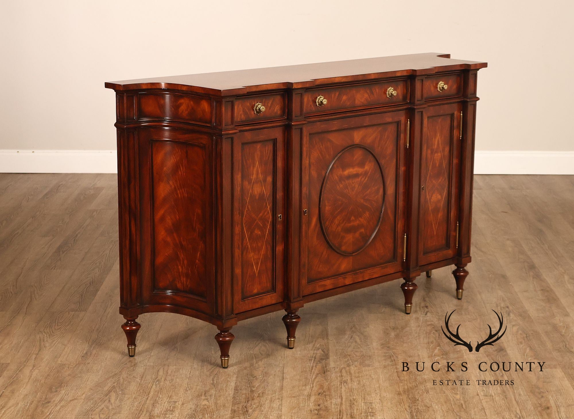 Theodore Alexander Mahogany Concave Side Cabinet