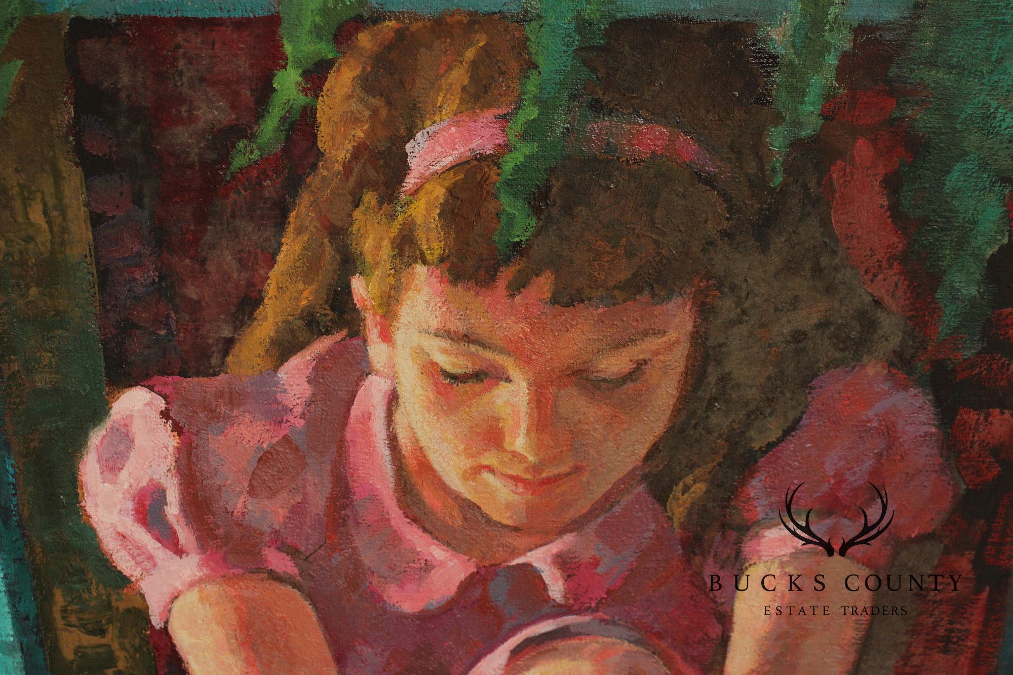 Robert Finch Oil Painting, Girl Under Fern