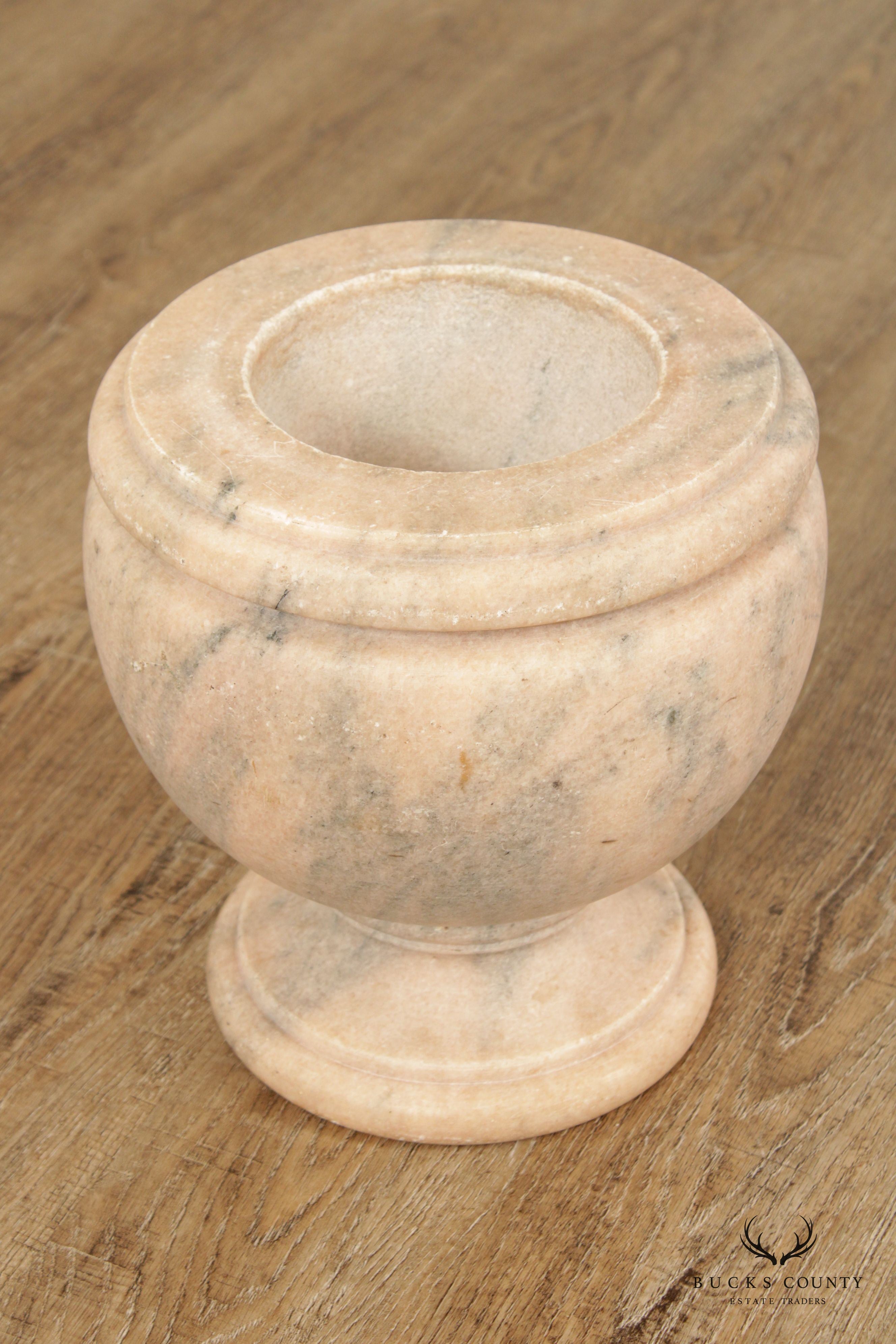 Antique Style Marble Footed Urn Vase with Turned Rim