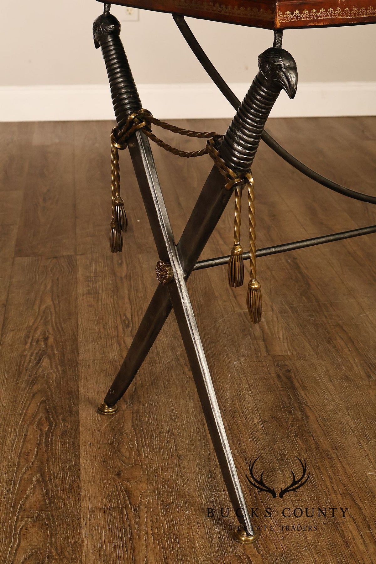 Maitland Smith Leather Top Sword Console